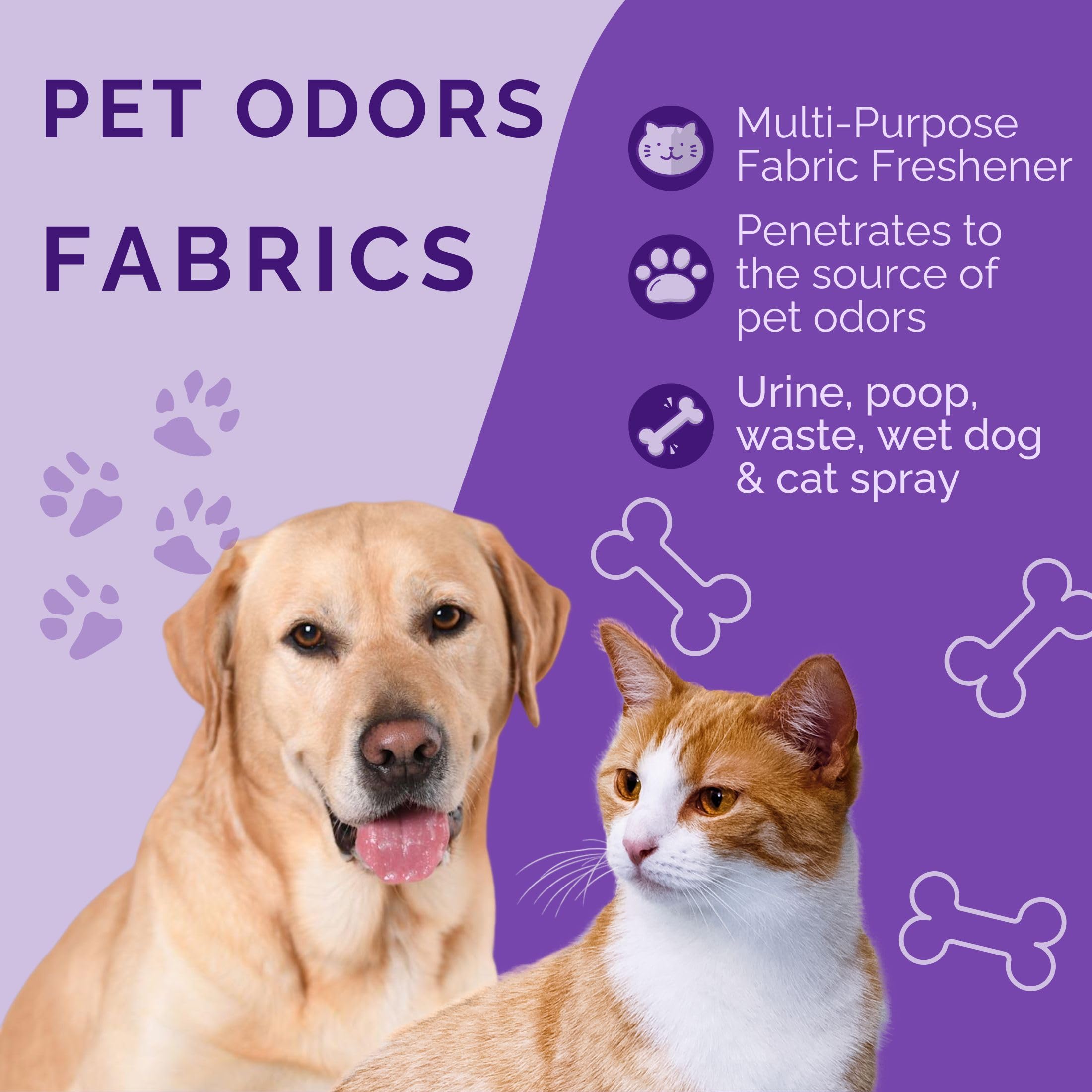 Unscented Carpet & Upholstery Cleaner Spray - Removes Pet Odors, Urine, Poop & Stains for Dogs & Cats (32 Fl Oz) - Perfect for Sofas, Carpets & Pet Beds