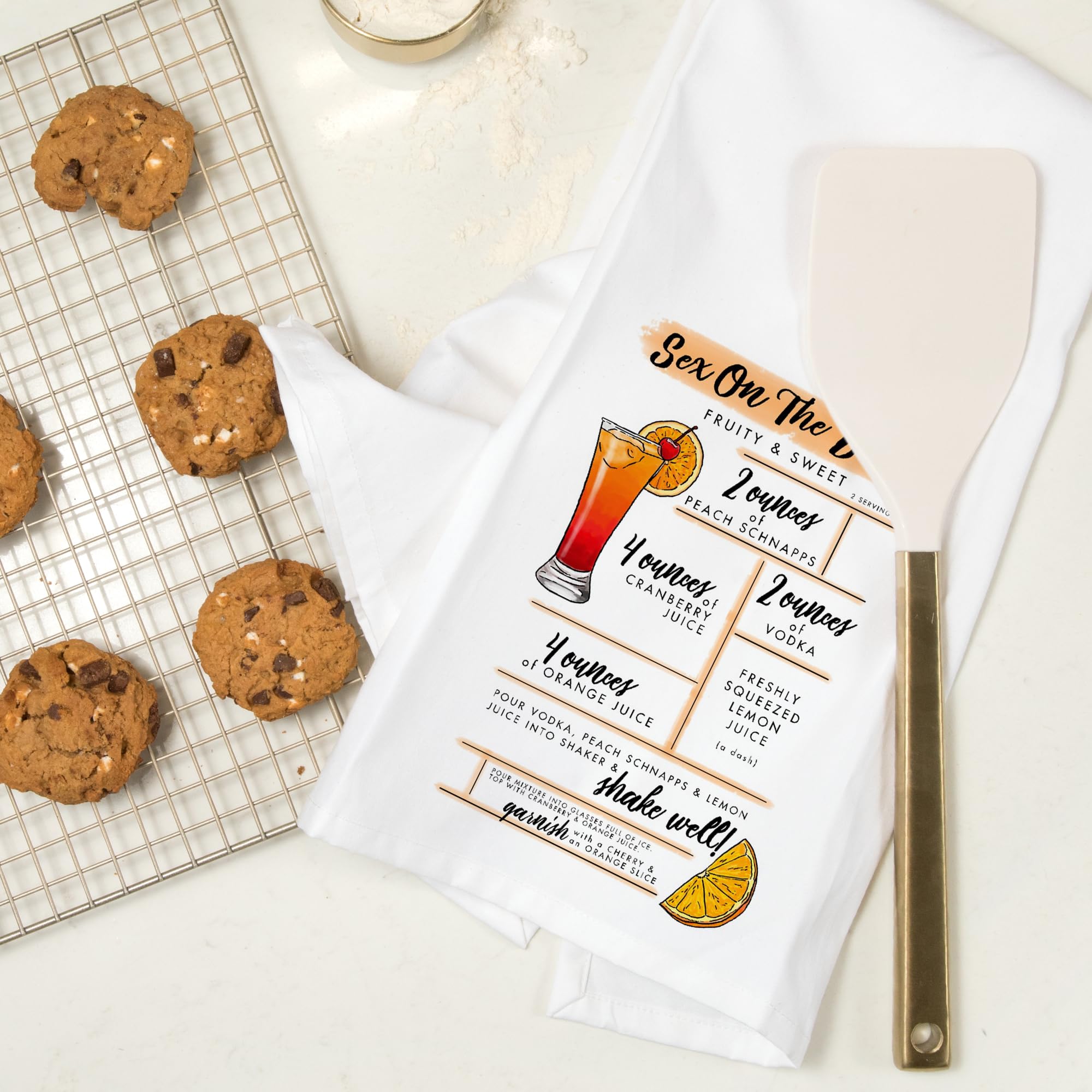 Lantern Press Sex on The Beach Cocktail Recipe - 100% Cotton Tea Towel & Decorative Hand Towel for Kitchen, Bathroom & Home Decor | Perfect for Cocktail Parties, Bar Accessories & Coastal Themed Decor