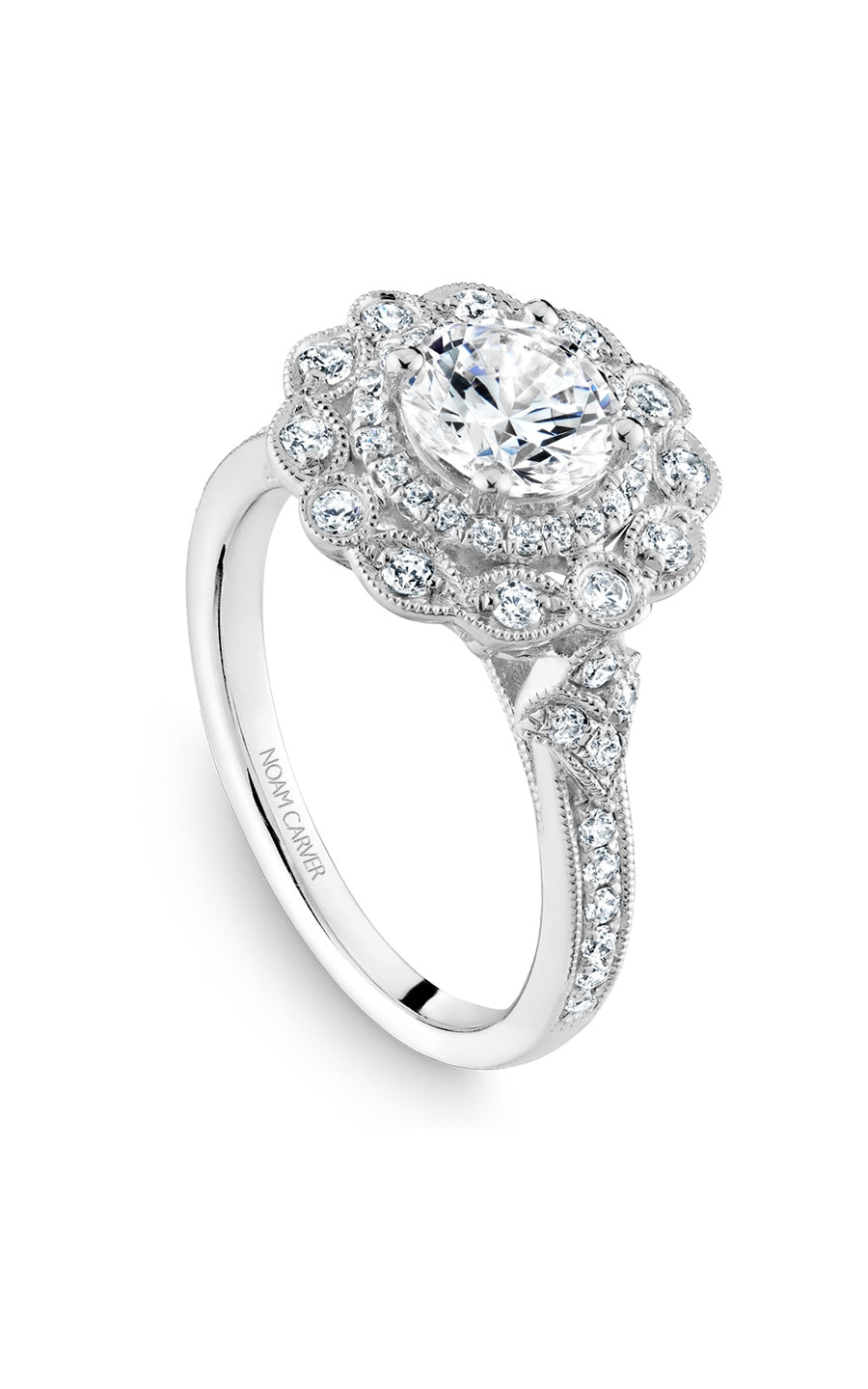 Noam Carver B289 01A Diamond Engagement Ring for Women - 14K White Gold Bridal Wedding Band, Perfect for Proposals, Anniversaries & Special Occasions