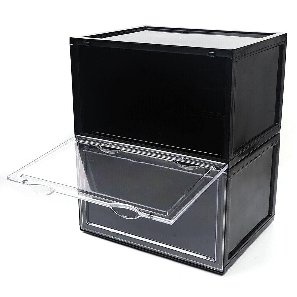 Clear Plastic Stackable Shoe Storage Box - Large Size Organizer for Closet, Office & Home | Perfect for Shoes, Clothes & Supplies Organization | Space-Saving Storage Solution for Bedroom, Garage & Dorm