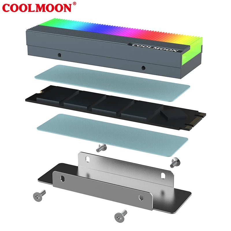COOLMOON CM M2A M.2 SSD Heatsink Cooler with ARGB Lighting - High Performance Cooling Solution for Gaming PCs & Workstations