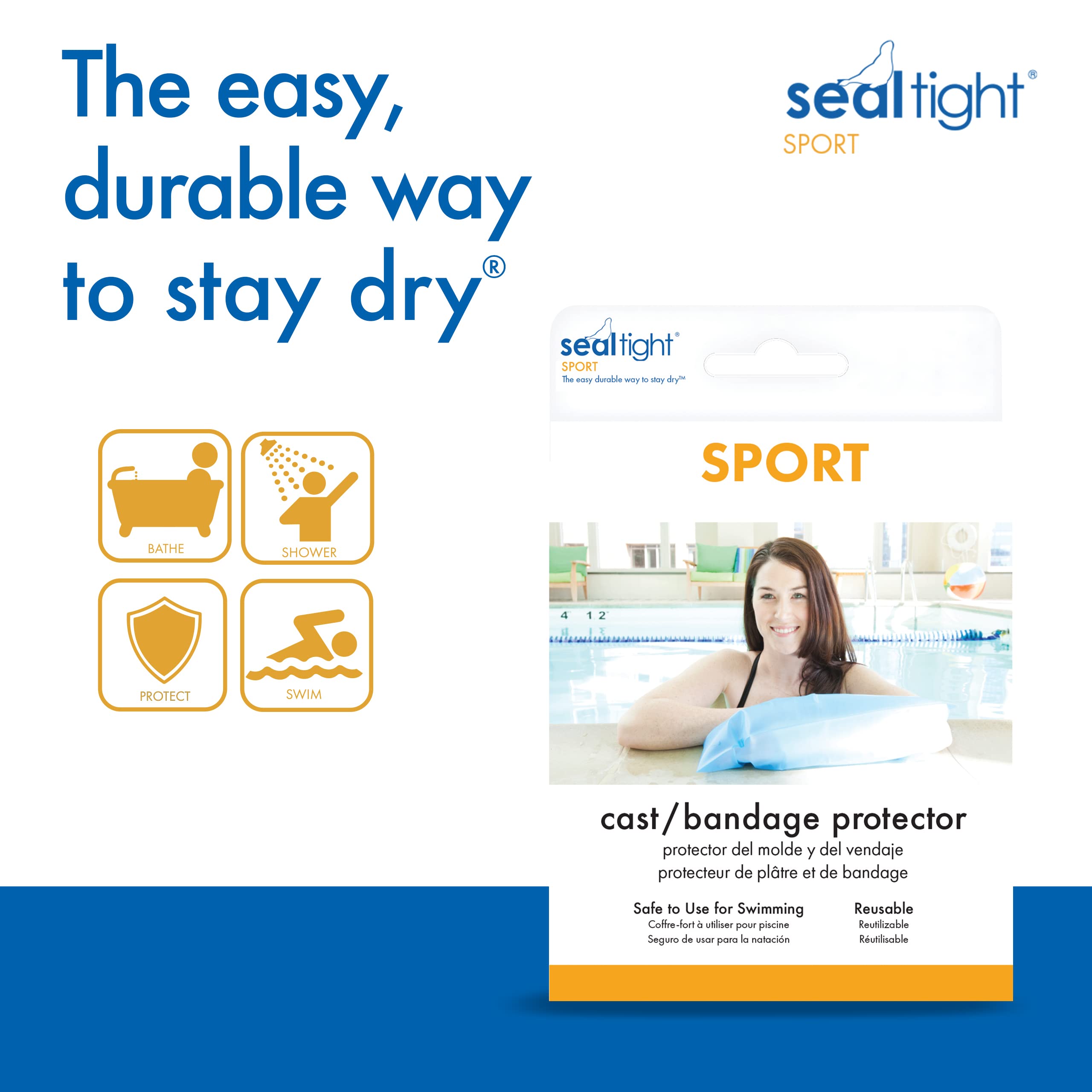 Brownmed Waterproof Arm Cast Cover for Swimming & Showers - Seal Tight Sport Arm Protector, Durable Shower Bag for Adults with Long Arm Casts - Perfect for Pool, Beach, Bathing & Daily Water Activities