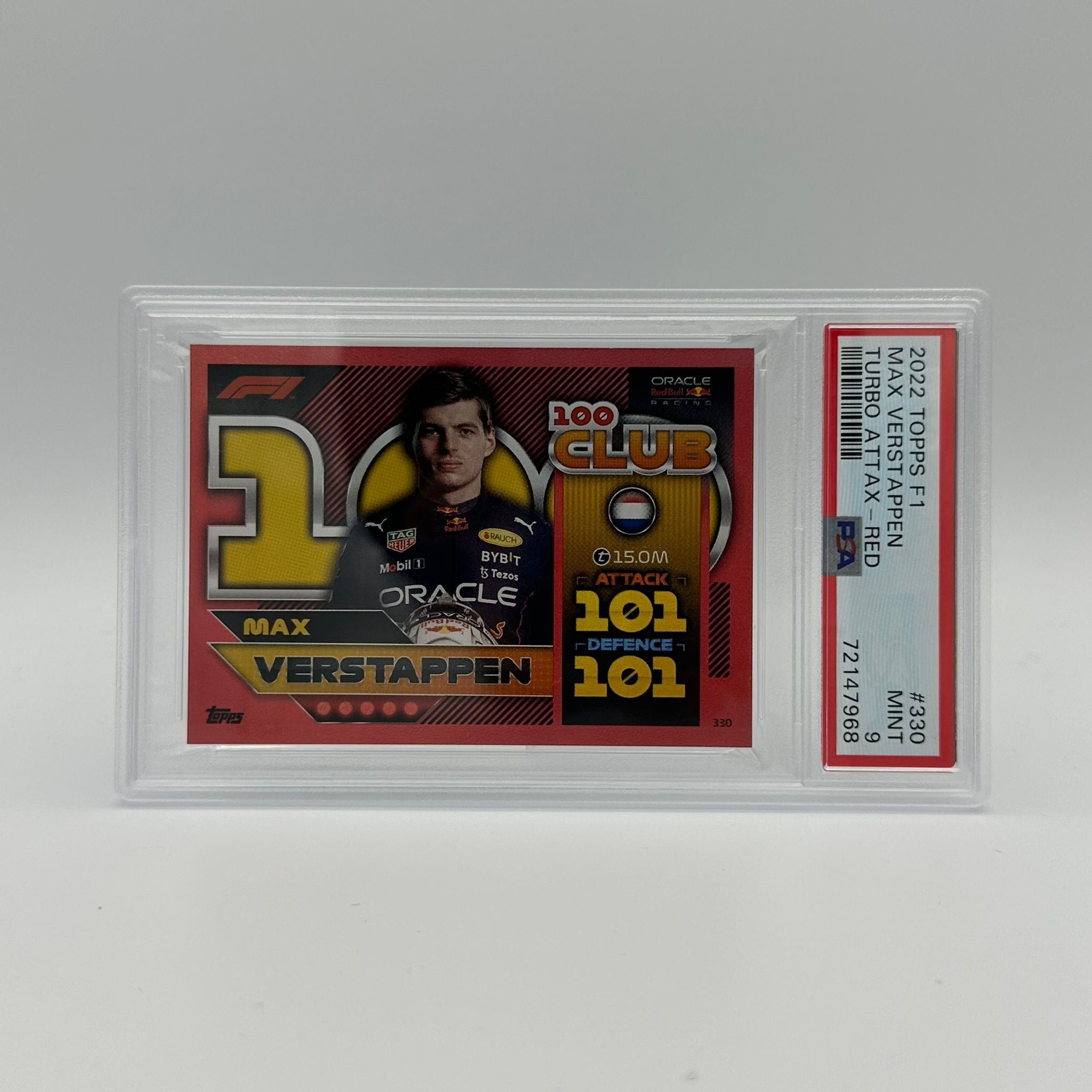 PSA 9 Graded Max Verstappen #330 100 Club Mirror Red Trading Card - Rare 462/500 Limited Edition for Sports Collectors & F1 Racing Fans