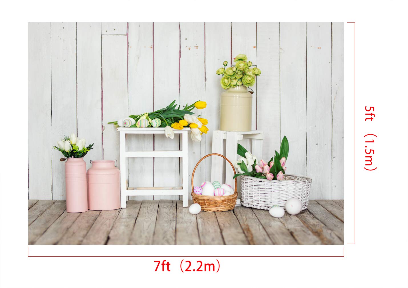 7x5ft Wooden Easter Photography Backdrop with Cotton Eggs Design - Perfect for Photo Studio, Easter Party Decor, Spring Themed Events & Social Media Content Creation