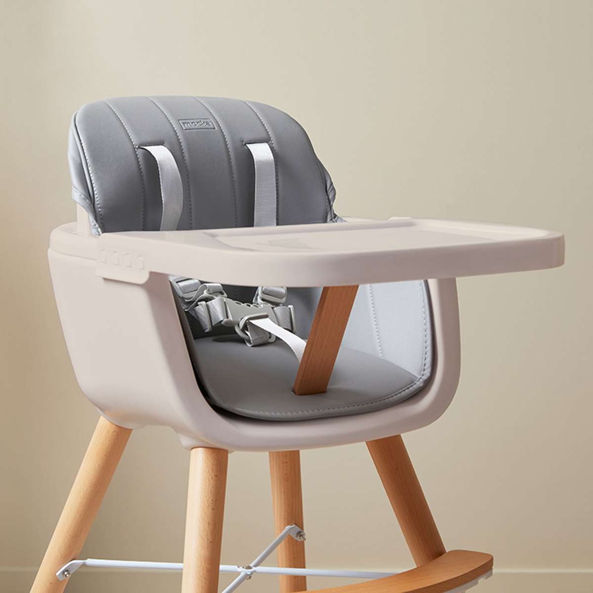 Jenson Natural Highchair for Babies & Toddlers - Adjustable, Safe & Comfortable Grey Wooden High Chair - Perfect for Dining, Feeding & Kitchen Use
