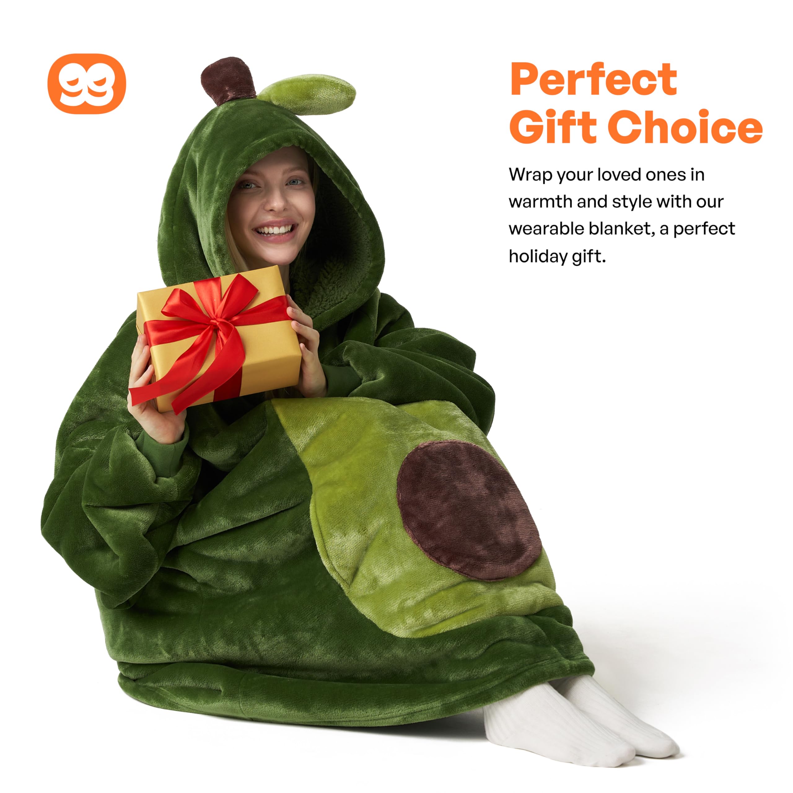 Avocado Wearable Blanket Hoodie - Oversized Soft Sherpa Fleece Hoodie with Pockets - Cozy Plush Blanket Sweatshirt for Women & Men - Perfect for Lounging, Netflix Nights & Winter Relaxation