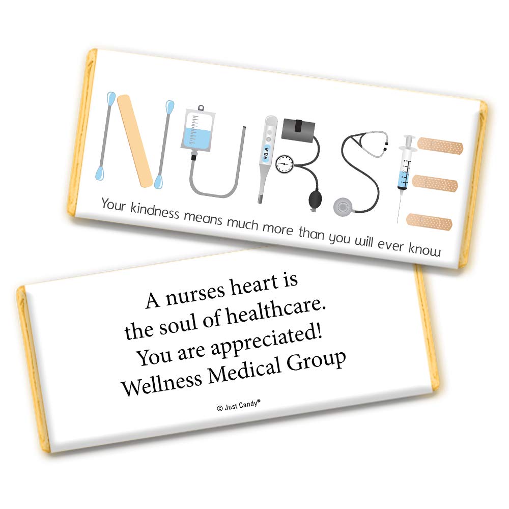 **Custom Nurse Appreciation Chocolate Bars (36 Count) - Gold Foil Wrapped Candy Favors for Nurses Week, Medical Staff Gifts & Thank You Treats**