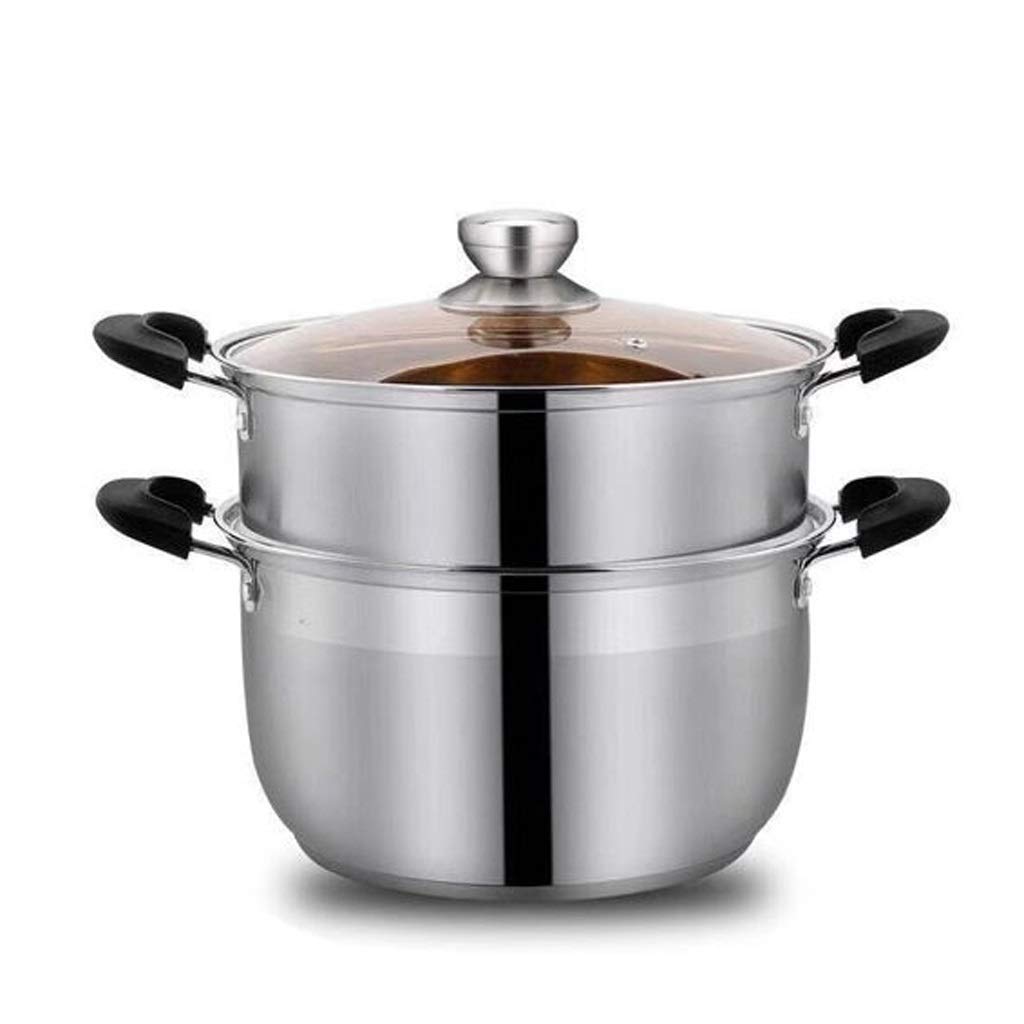 YXBDN Stainless Steel Milk Pot Steamer - Thick Soup Pot with Double Steamer for Gas & Induction Stove - Multi-Use Kitchen Cookware for Boiling, Steaming & Cooking Soups