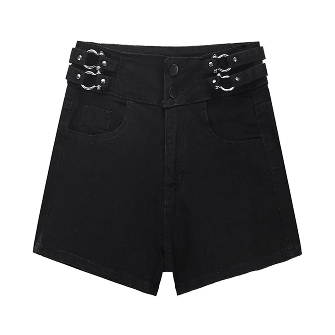 Vintage High Waist Baggy Denim Shorts for Women - Gothic Wide Leg Black Spring Casual Shorts | Perfect for Summer Outfits, Music Festivals & Streetwear Fashion