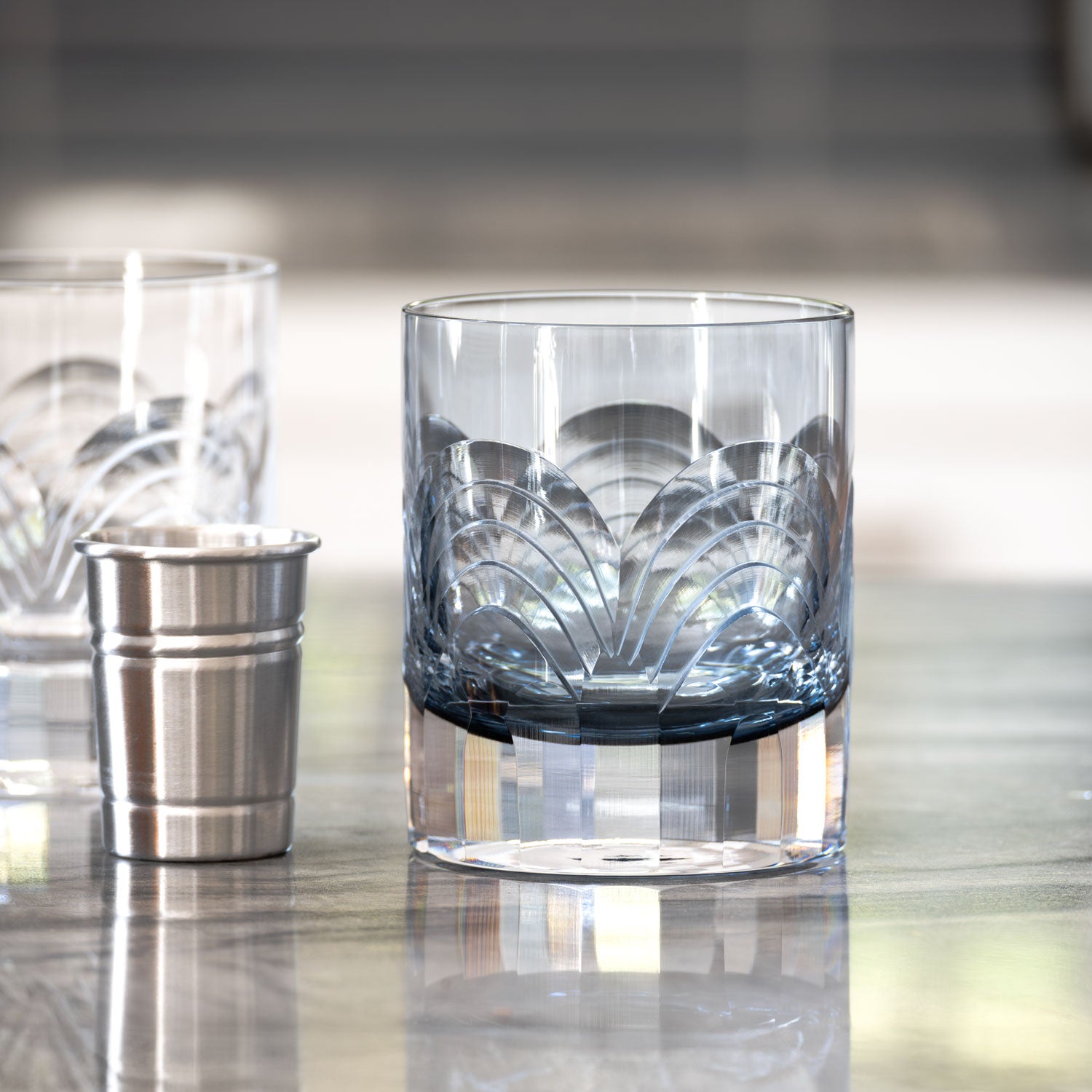 Premium Cascades Blue 7oz Whiskey Glasses Set of 12 - Perfect for Scotch, Bourbon & Cocktails - Ideal for Home Bars, Parties & Gifts