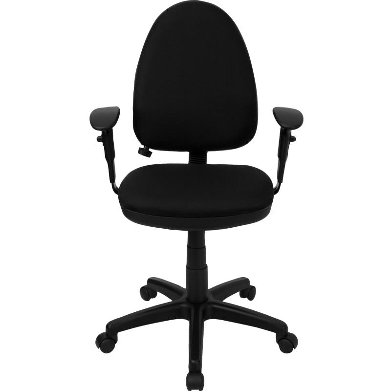 FLASH Mid Back Black Fabric Ergonomic Office Chair - Adjustable Lumbar Support & 360° Swivel - Perfect for Home Office, Gaming & Workspace Comfort