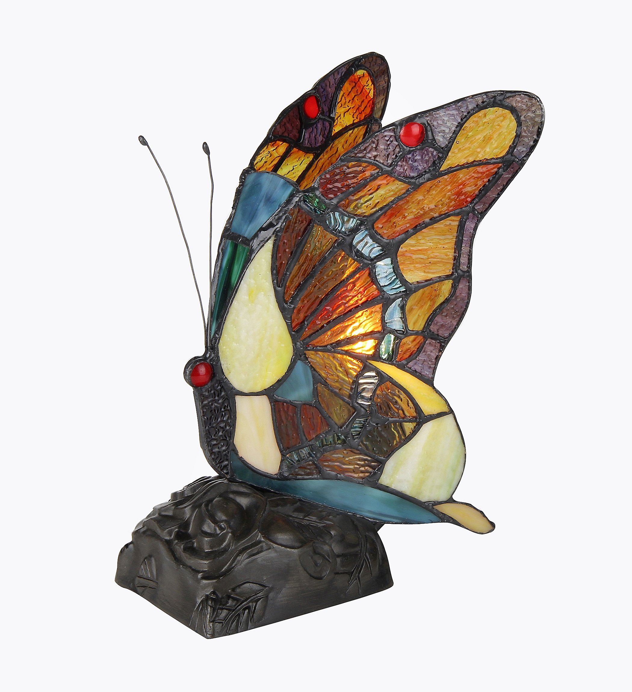 RADIANCE Tiffany-Style 1 Light Butterfly Accent Table Lamp - 9.5 Inch Height - Elegant Home Decor for Bedroom, Living Room & Office