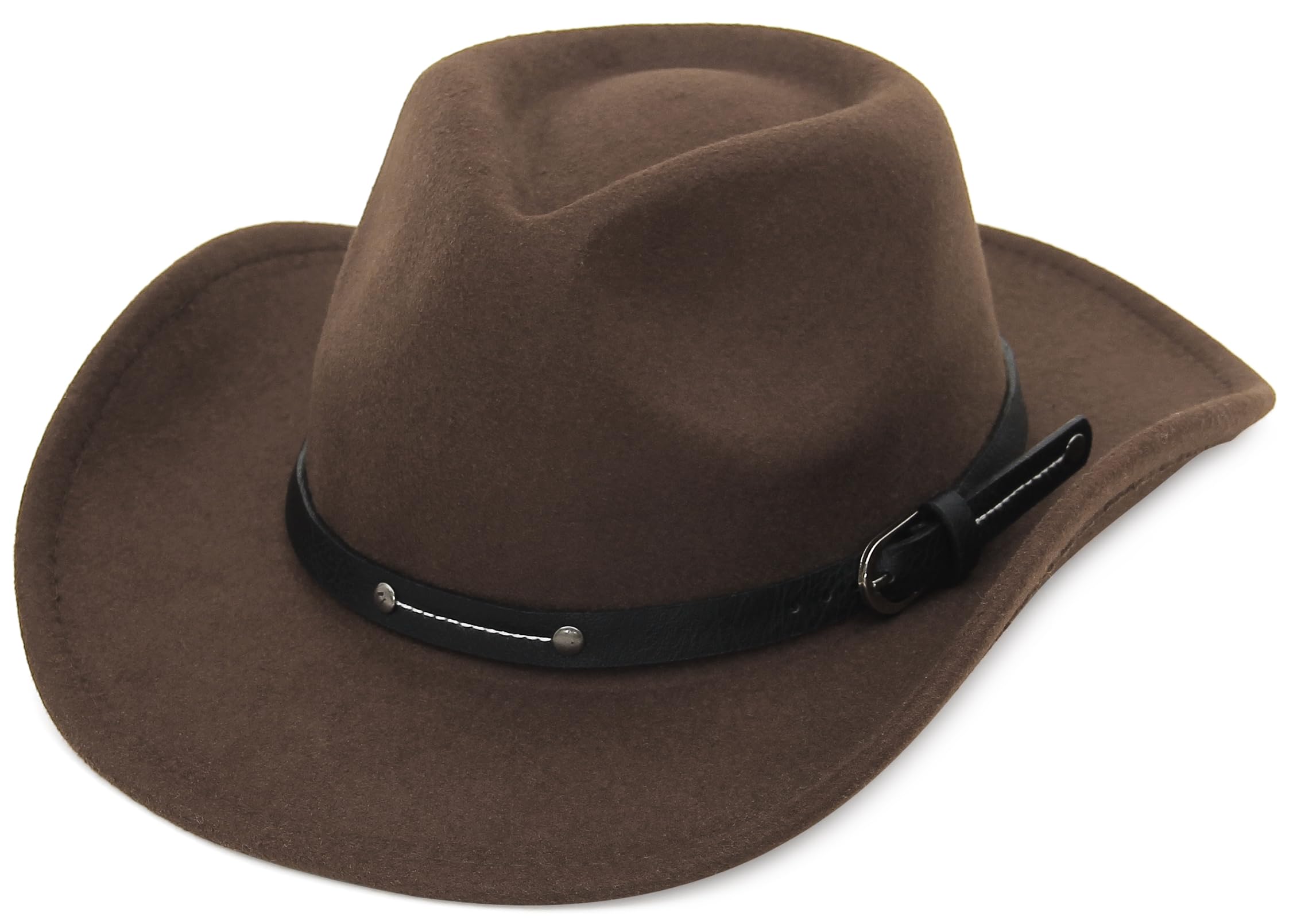 GEMVIE Crushable Roll-Up Brim Cowboy Hat for Men & Women - Western Style Cowgirl Hat with Belt Buckle Design | Perfect for Rodeo, Country Music Festivals & Outdoor Adventures
