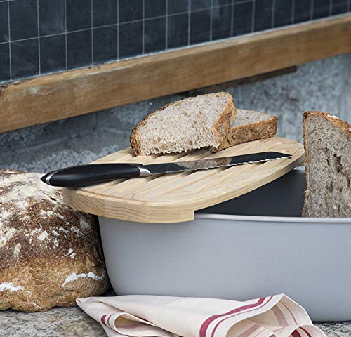 Legnoart Depot Wooden Bread Box with Dark Ashwood Cutting Board - Rustic Brown Bread Storage Container for Kitchen Countertop | Perfect for Storing Baguettes, Sourdough & Artisan Breads