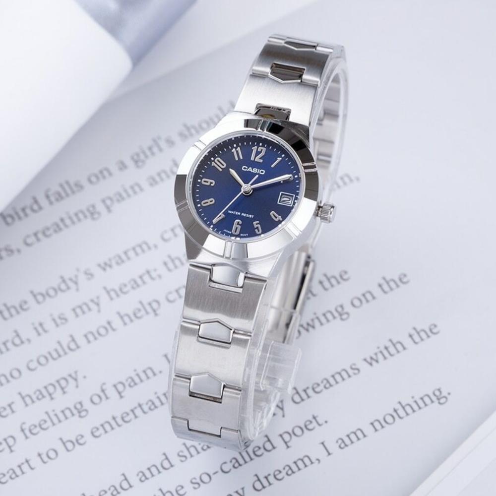CASIO Analog LTP-1241D-2A2DF Women's Watch with Blue Dial & Stainless Steel Band - Elegant Timepiece for Office, Party & Everyday Wear