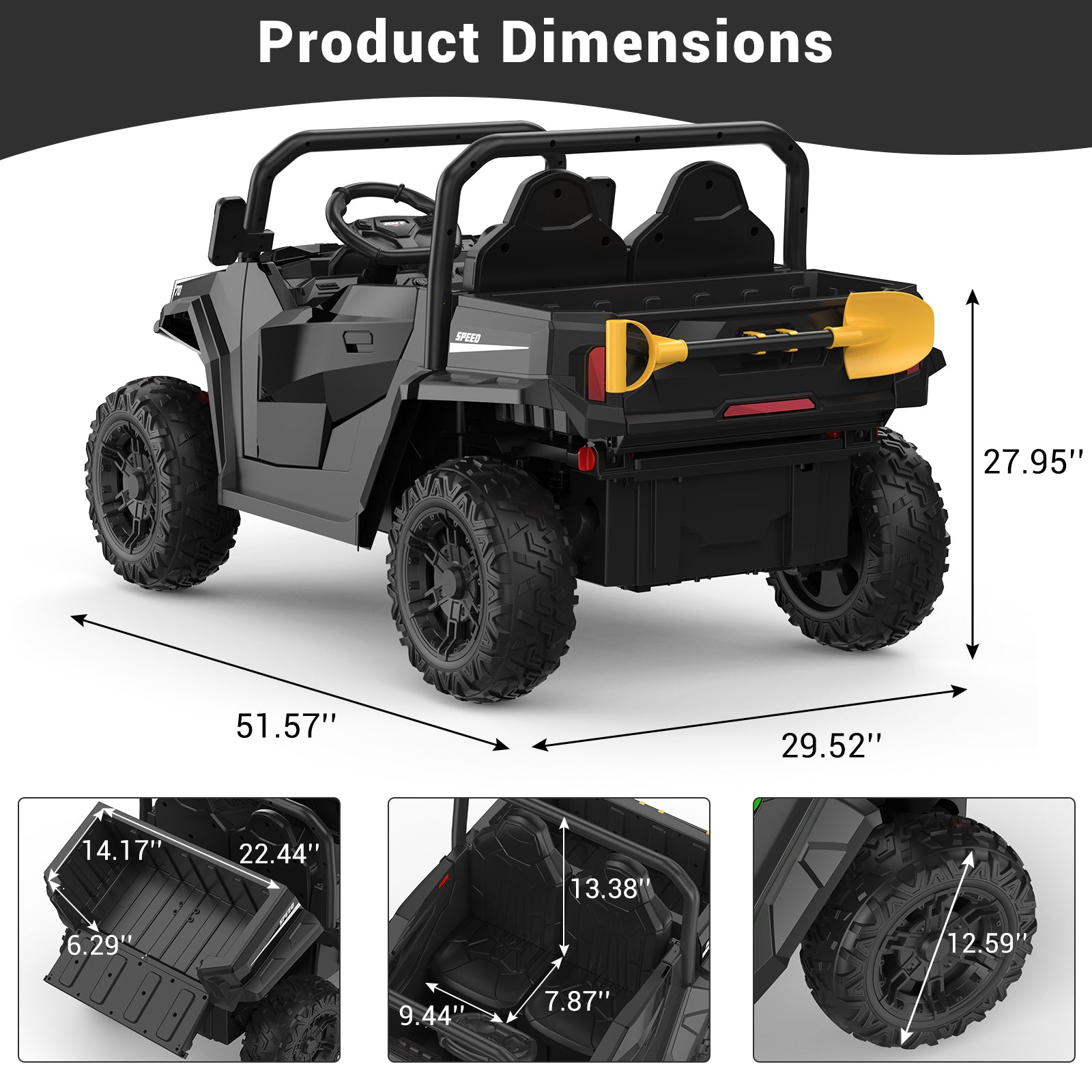 **GARVEE 24V Electric Ride-On Dump Truck for Kids Ages 6-12, Remote Control 4x4 Toy Car with Shovel, Bluetooth Music & LED Lights – Outdoor & Indoor Play, Birthday Gift**
