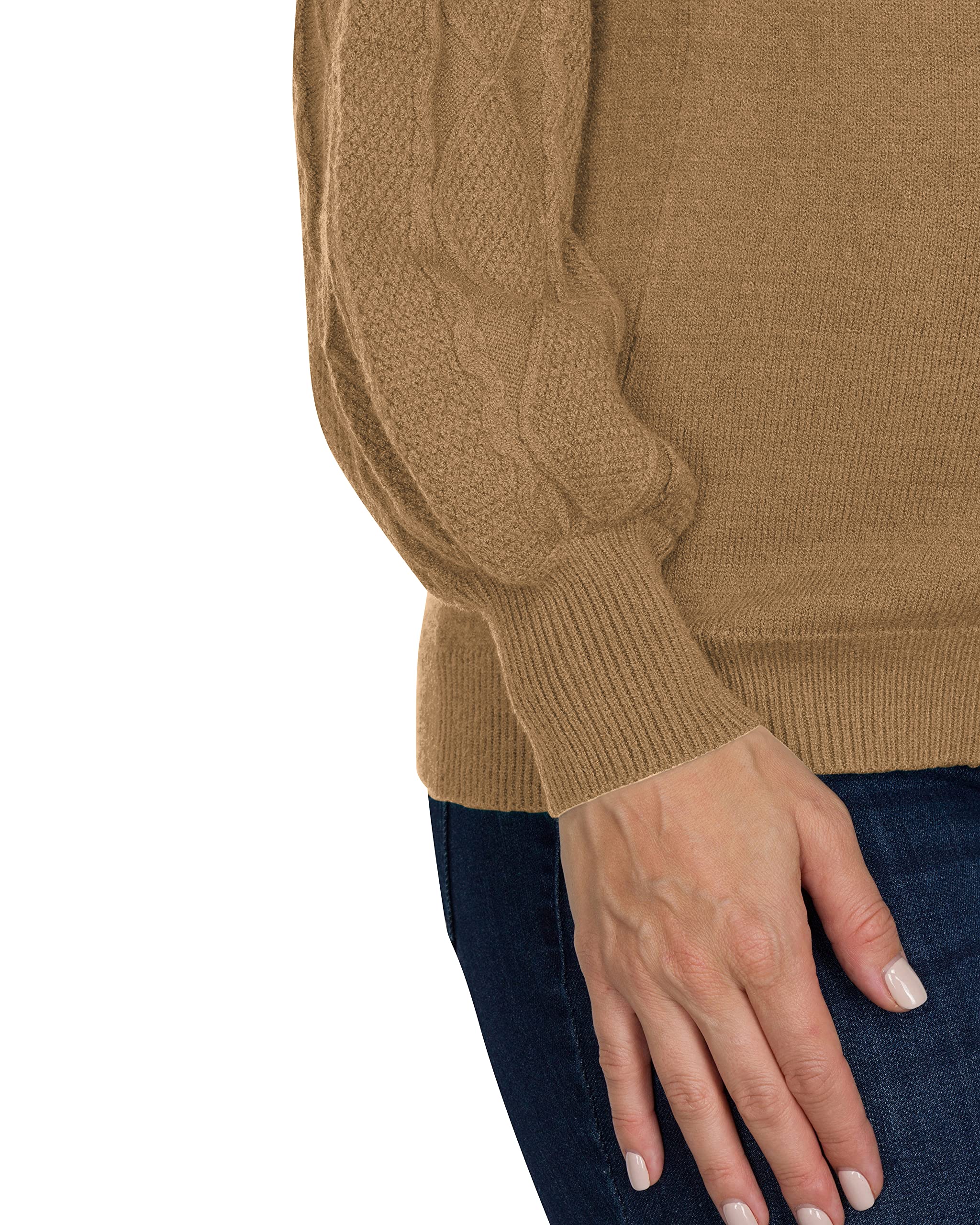 Eliana Cable Knit Sleeve Maternity Sweater - Soft Comfortable Pregnancy Sweater for Women - Cozy Winter Maternity Clothes for Work & Family Gatherings