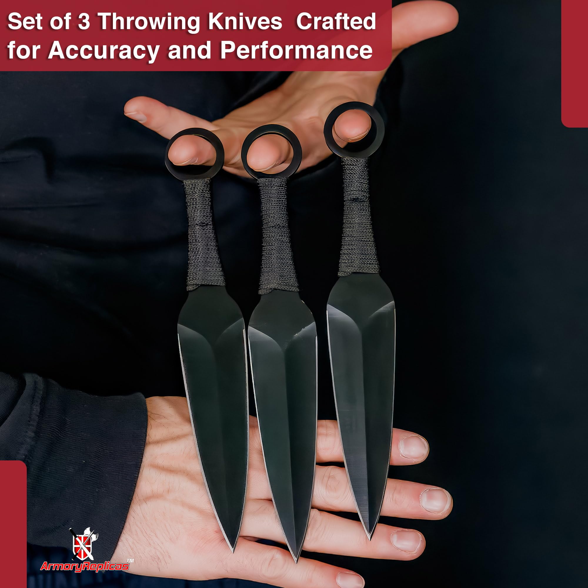 Authentic Ninja Kunai Throwing Knives Set - 3-Piece Martial Arts Movie Replica for Target Practice | Perfect for Cosplay, Training & Action Movie Enthusiasts