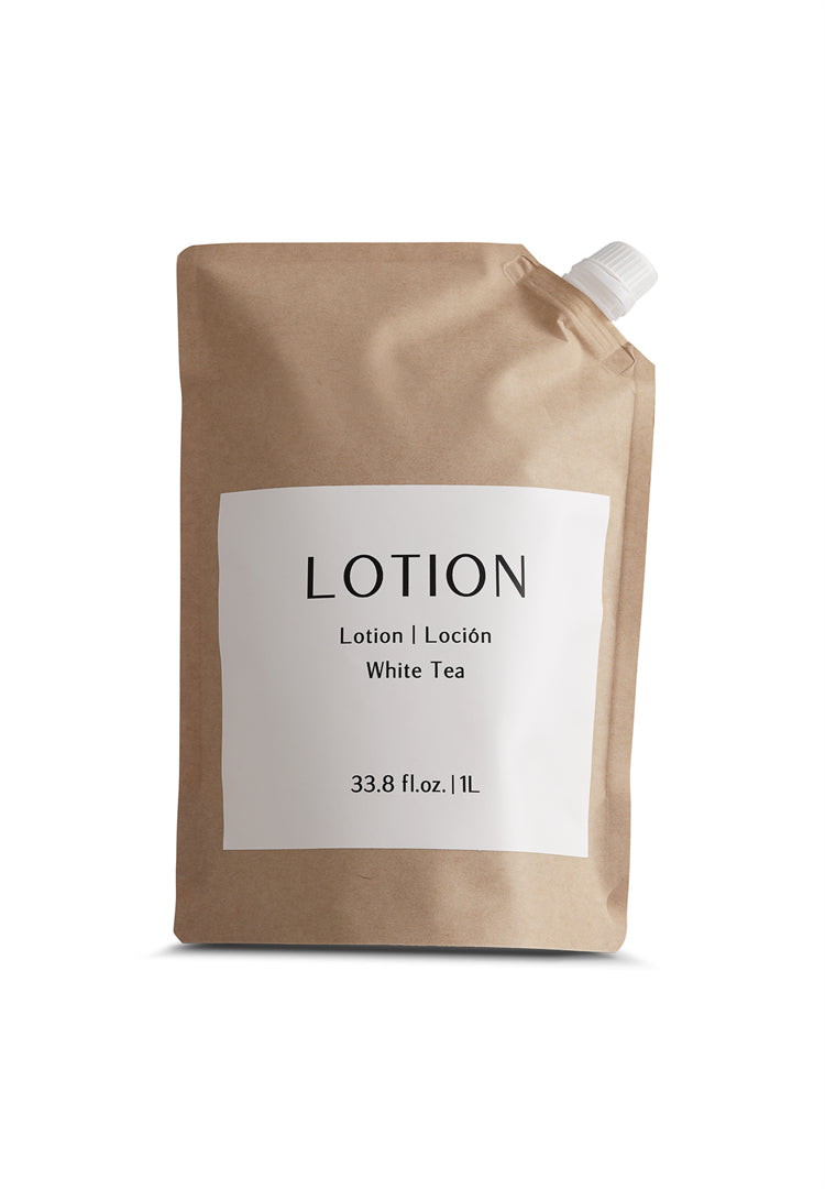 (4/8 Pack) BIOCORN Refillable Body Lotion - 33.8oz/1000ml Moisturizing Lotion in Eco-Friendly Recyclable Paper Bag | Hydrating for Dry Skin, Daily Use at Home, Spa & Travel