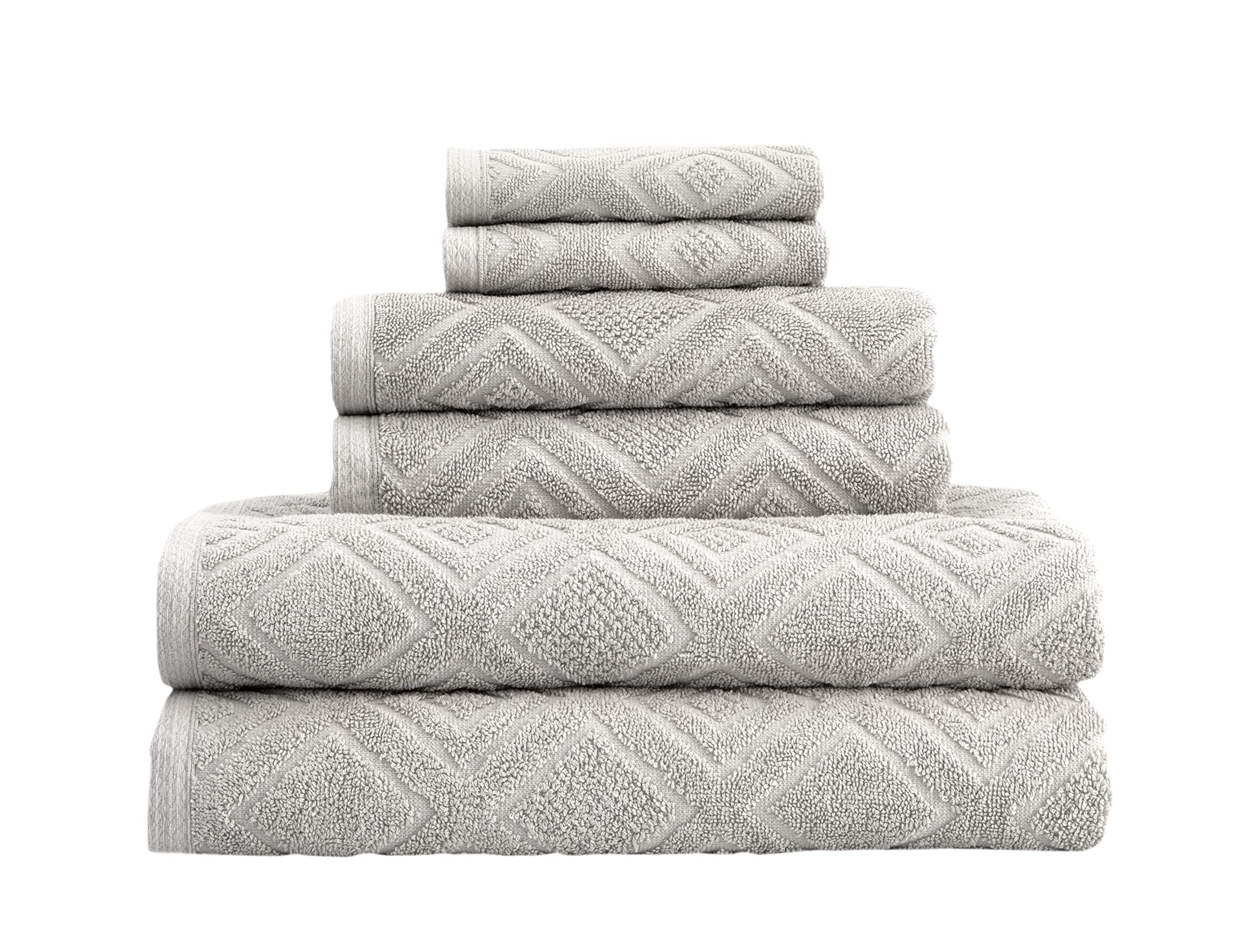 Nine West Luxury 6-Piece Turkish Cotton Towel Set - Ultra Soft, Quick Drying & Highly Absorbent Bath Towels (2), Hand Towels (2) & Washcloths (2) | Stone Color | Perfect for Spa, Hotel & Home Bathroom Use
