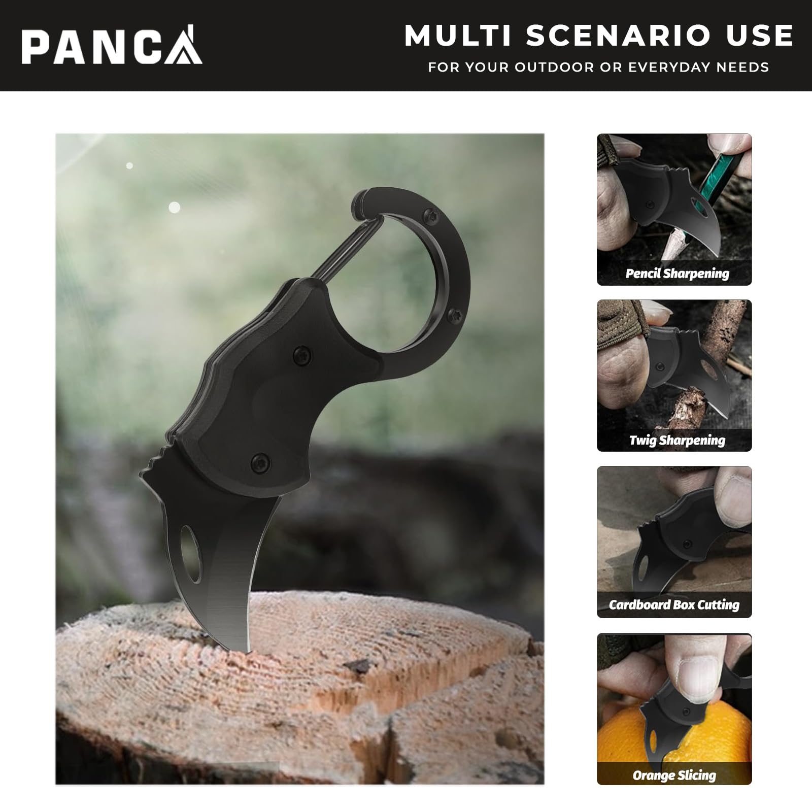 PANCA Pocket Cutter Keychain - Self Defense Tool, Multi-Purpose Utility Knife Key Ring for EDC, Gardening & Camping | Compact Home & Outdoor Cutting Gadget | Perfect Gift for Men (Black, 1-Pack) | Use for Opening Packages, Crafting, Survival & Daily Tasks