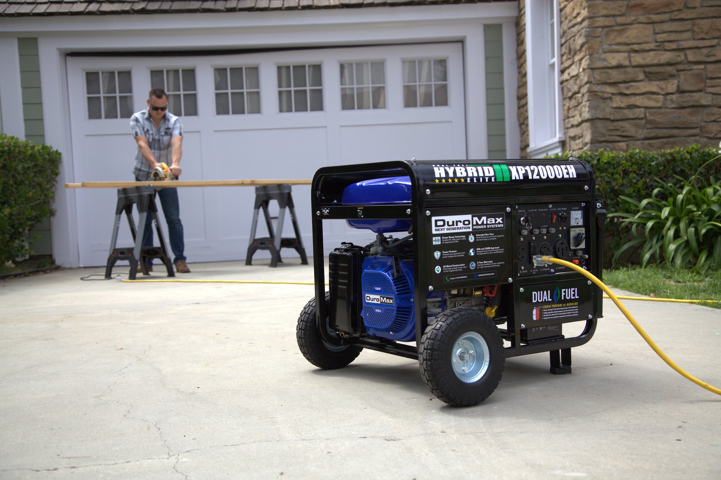 12,000 Watt Dual Fuel Portable Generator - Gas & Propane Powered for Home Backup, Camping & Outdoor Use