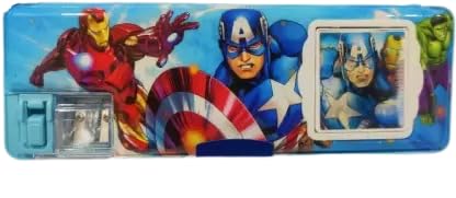 Marvel Superheroes Geometry Box Set with Calculator, Built-in Sharpener & Magnetic Closure - 5-Pack School Supplies for Kids | Perfect Math Gift for Students, Back to School, Birthday Party Favors