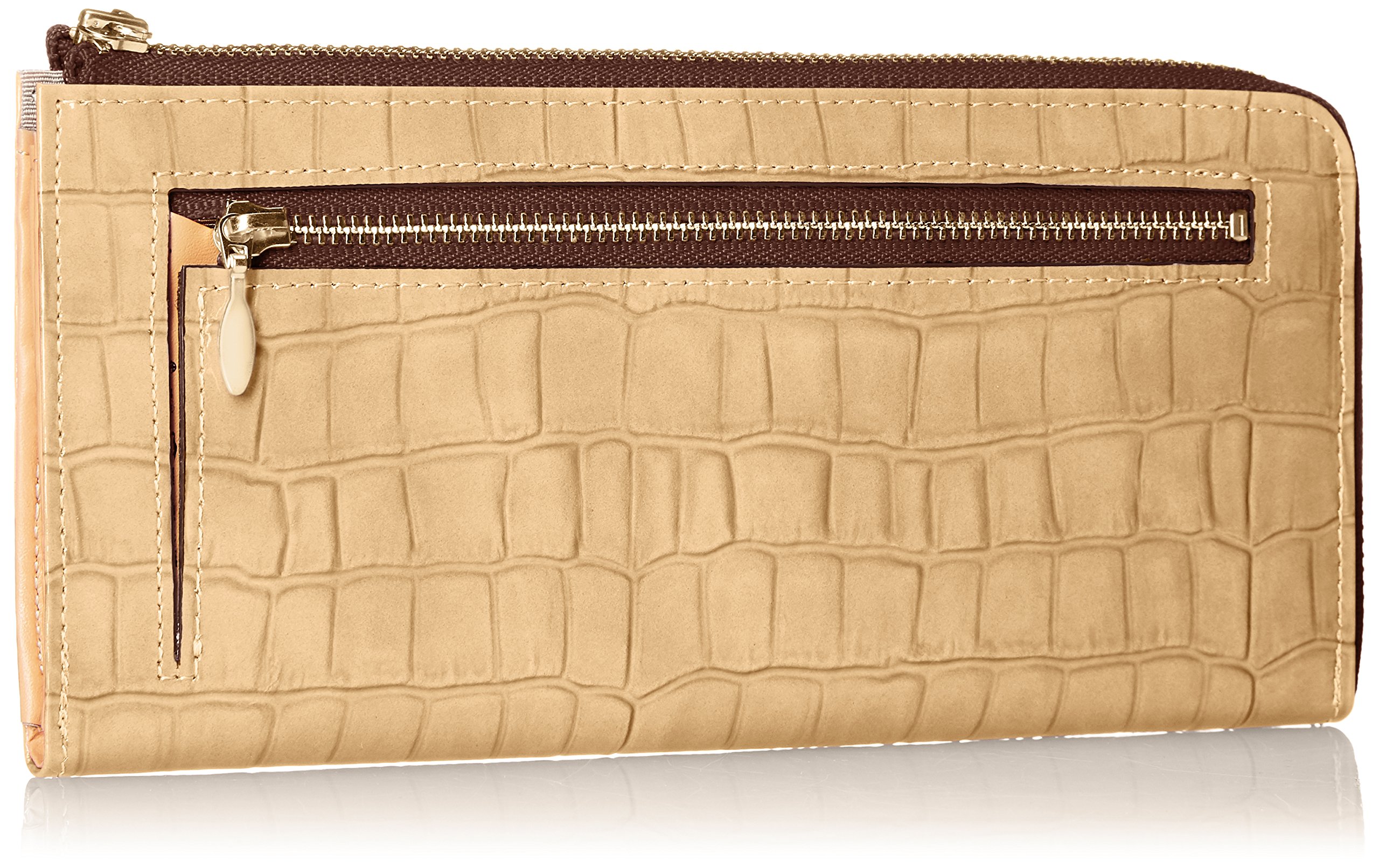 TOPKAPI Women's Enameled Crocodile-Embossed L-Zip Gusset Long Wallet for Women - Stylish Leather Billfold with Multiple Card Slots & Coin Pocket - Perfect for Everyday Use, Travel and Gift Giving