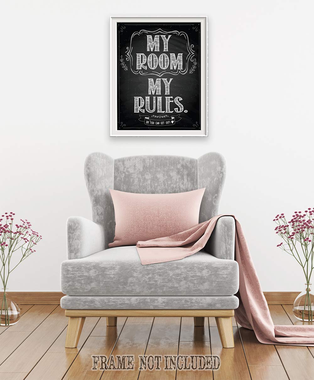 My Room My Rules - 16x20 Unframed Cool Art Print Posters for Teens - Trendy Wall Decor for Teen Bedroom & College Dorm Aesthetic - Perfect for Room Makeover, Birthday Gifts & Home Decor