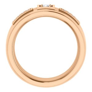 14KT Gold Men's Diamond Accent Band Ring - 0.15 CTW Round Cut Wedding Band for Men, Perfect for Engagement, Anniversary & Special Occasions