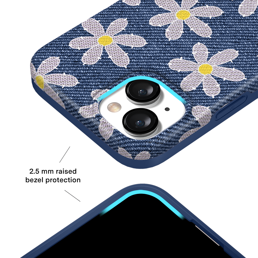 Denim Daisy iPhone Case - Trendy Floral Design Protective Cover for iPhone 11/12/13/14/15 Pro Max - Perfect for Everyday Use, Travel & Fashion Accessories