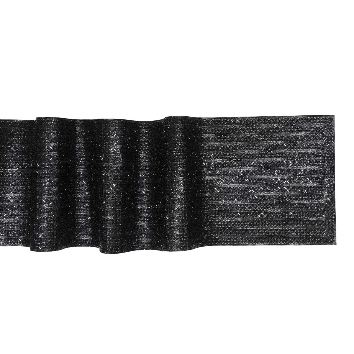 Elegant Black Madison Avenue Table Runner with Glass Rhinestones in Dazzling X Pattern - 90 Inch Formal Dining Table Decor for Weddings, Events & Special Occasions | Perfect for Holiday Dinners, Anniversary Celebrations & Upscale Home Decor