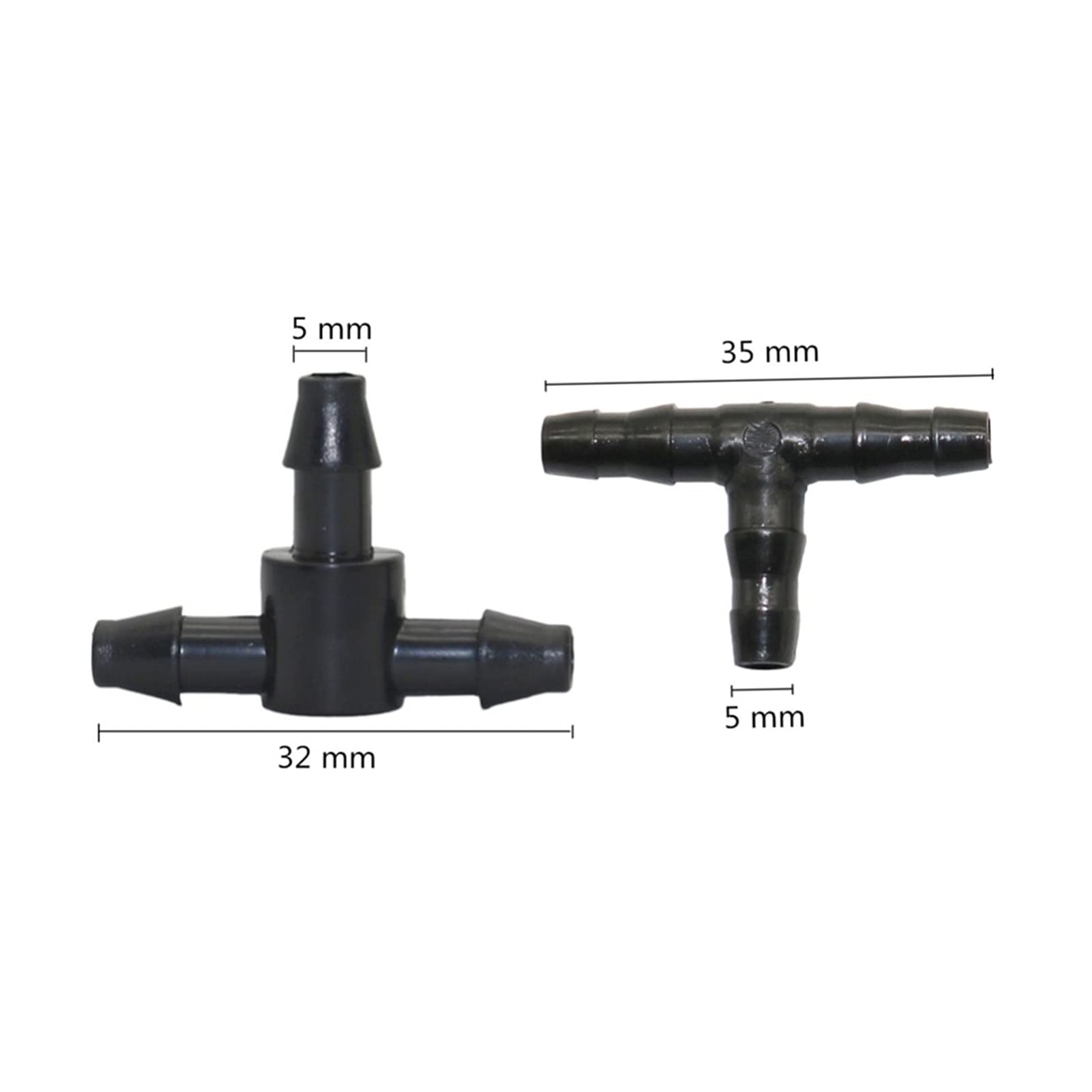 4mm T-Shaped Tee Hose Connector - 1000 Pcs Black Garden Watering Distributor for Micro Drip Irrigation Systems | Perfect for Agricultural, Greenhouse & Home Garden Watering Solutions
