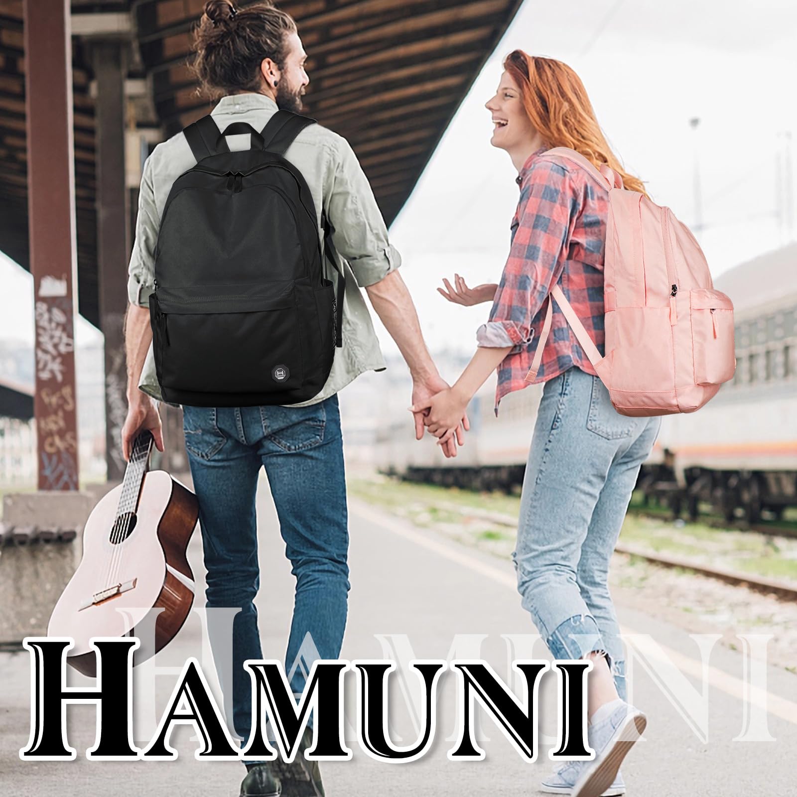 HAMUNI Lightweight Unisex Backpack for School, College, Travel & Work - Durable Laptop Backpack Fits 15.6 Inch Notebook - Perfect for Students, Professionals & Daily Commuters (Black, One Size)