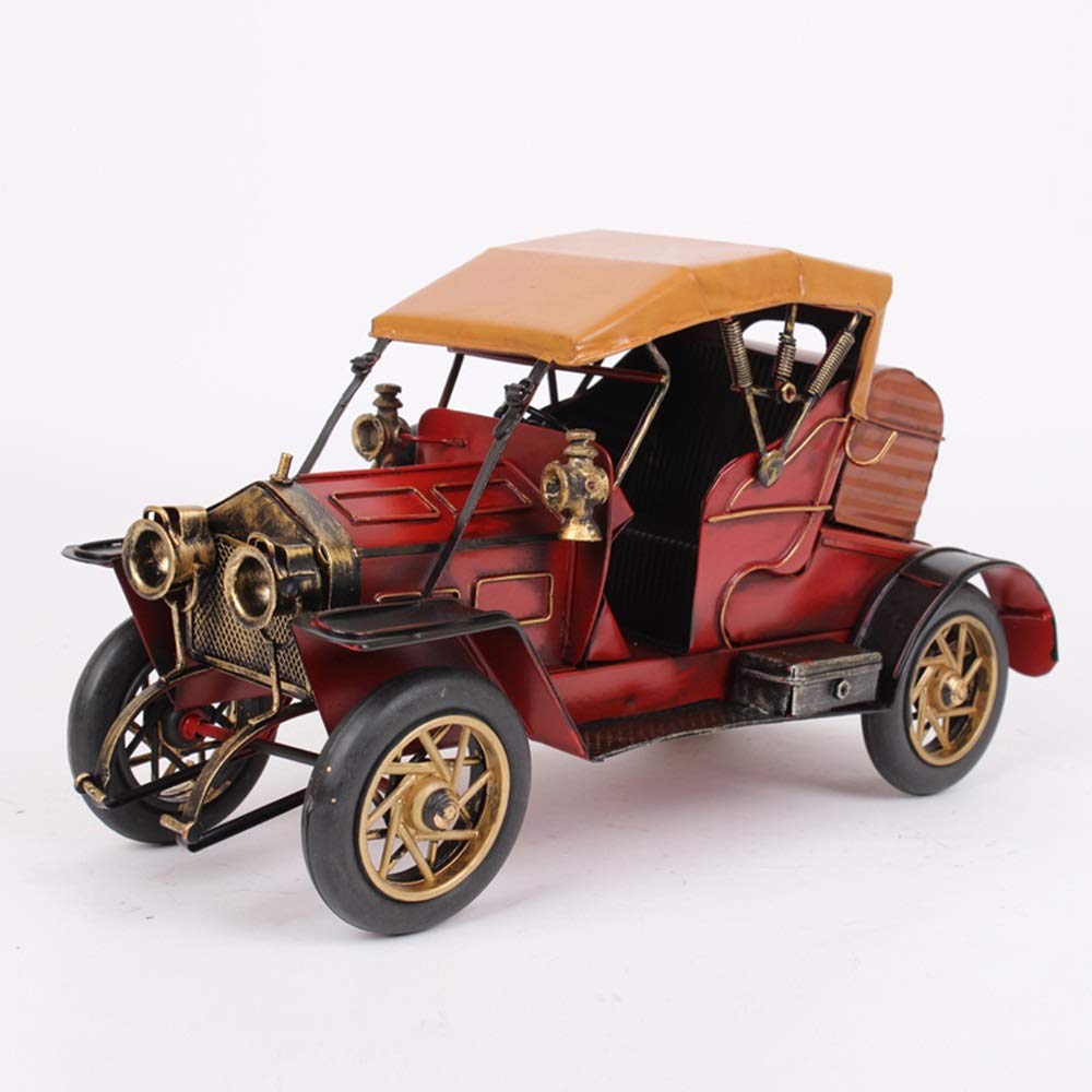 Vintage Iron Car Model Decor - Handcrafted Wrought Iron Vintage Automobile Sculpture (32.5x13x17cm) - Unique Home & Office Decoration, Creative Gift Idea for Car Lovers & Collectors - Perfect for Living Room Shelves, Man Cave, or Classic Car Enthusiast's Display