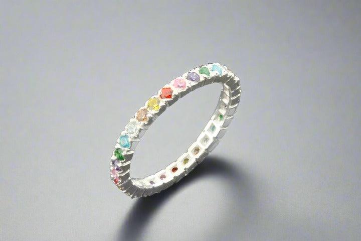 Rainbow Cubic Zirconia Ring - Elegant & Durable Fashion Jewelry for Women - Perfect for Weddings, Parties & Everyday Wear
