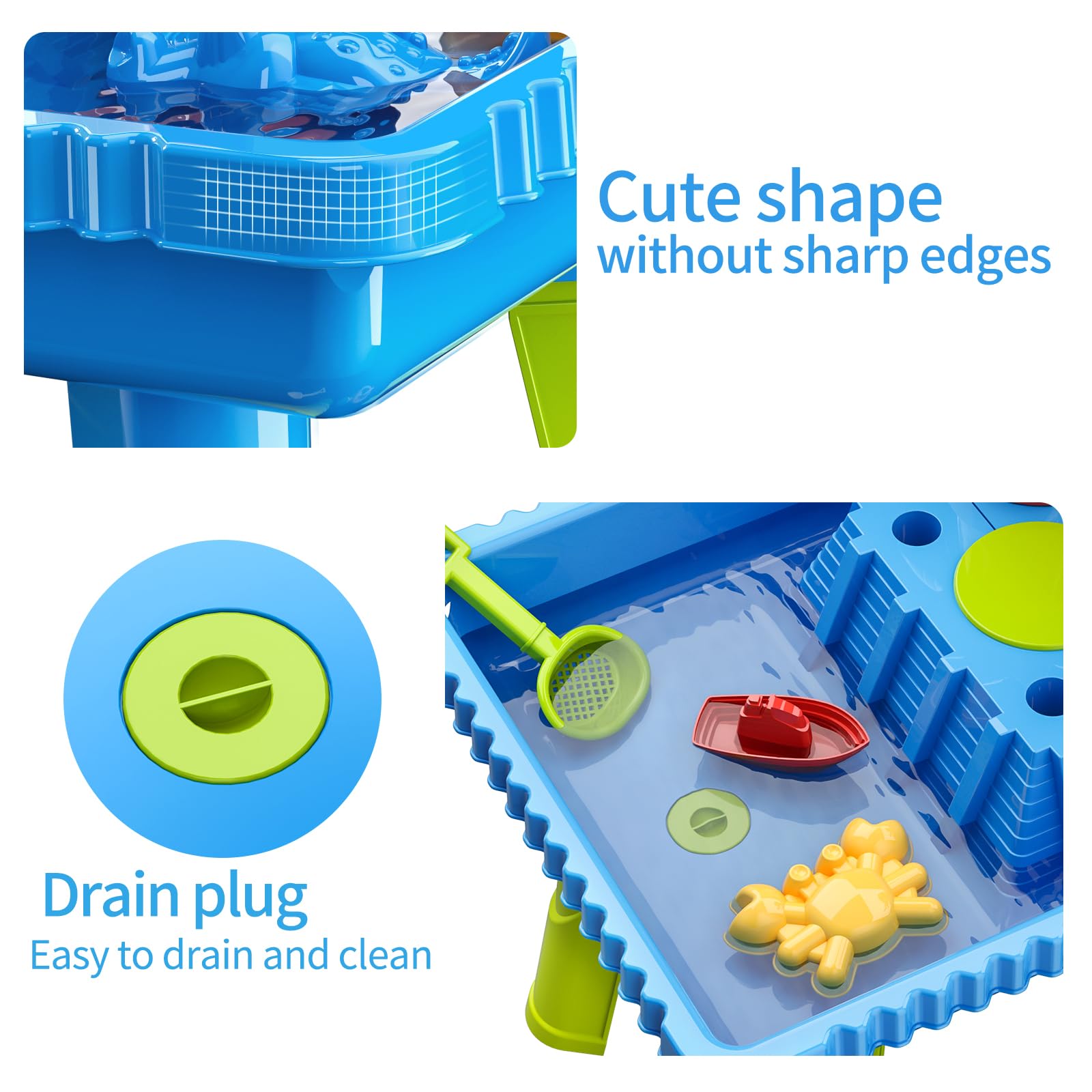 TEMI 27-Piece Sand and Water Play Table for Toddlers - Outdoor Sensory Activity Table with Accessories for Kids, Perfect for Summer Beach, Backyard, and Garden Playtime