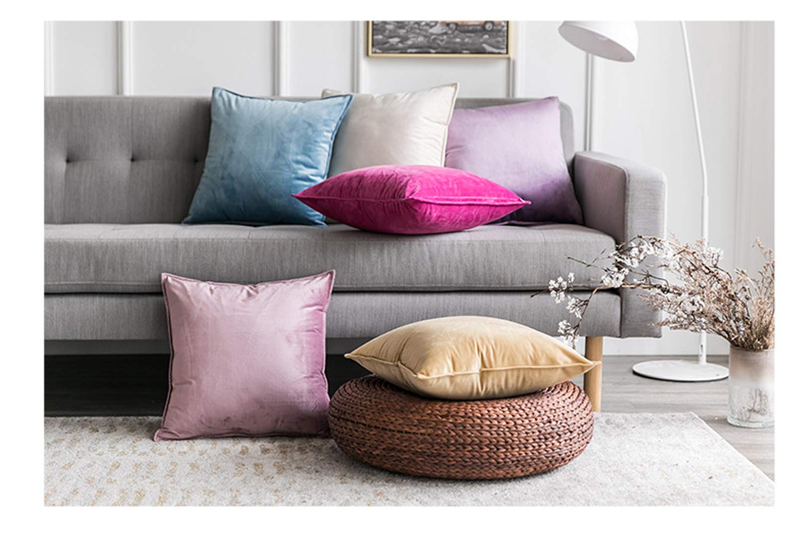 Premium Velvet Throw Pillow Covers Set of 2 - 18x18 Inch Decorative Cushion Covers with Elegant Fringe for Sofa, Couch & Bed - Hot Pink - Perfect for Living Room Decor, Home Styling & Cozy Comfort