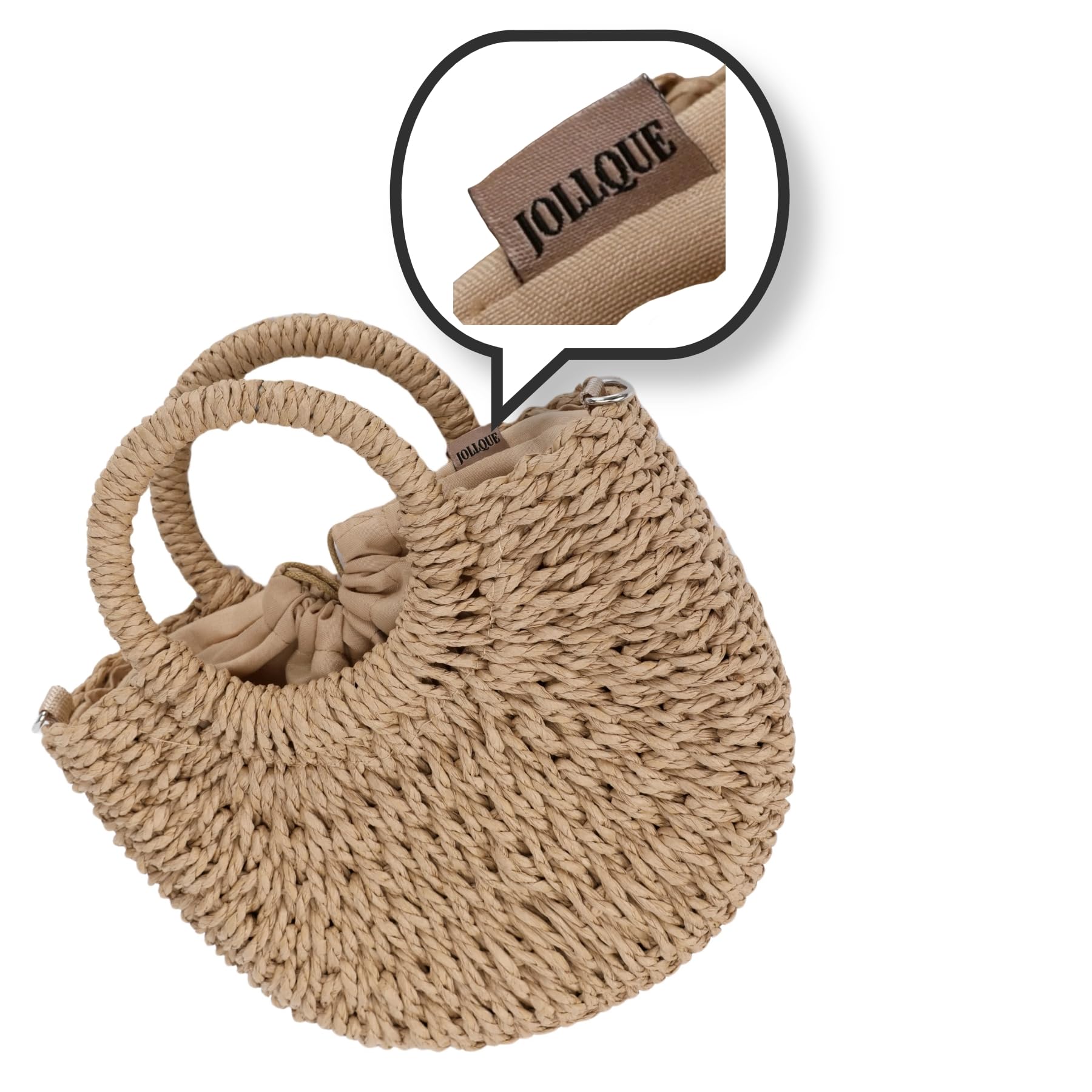 JOLLQUE Straw Beach Bag for Women - Handwoven Summer Tote Purse with Tassel & Top Handle, Boho Clutch Handbag for Vacation, Pool Party & Beach Accessories