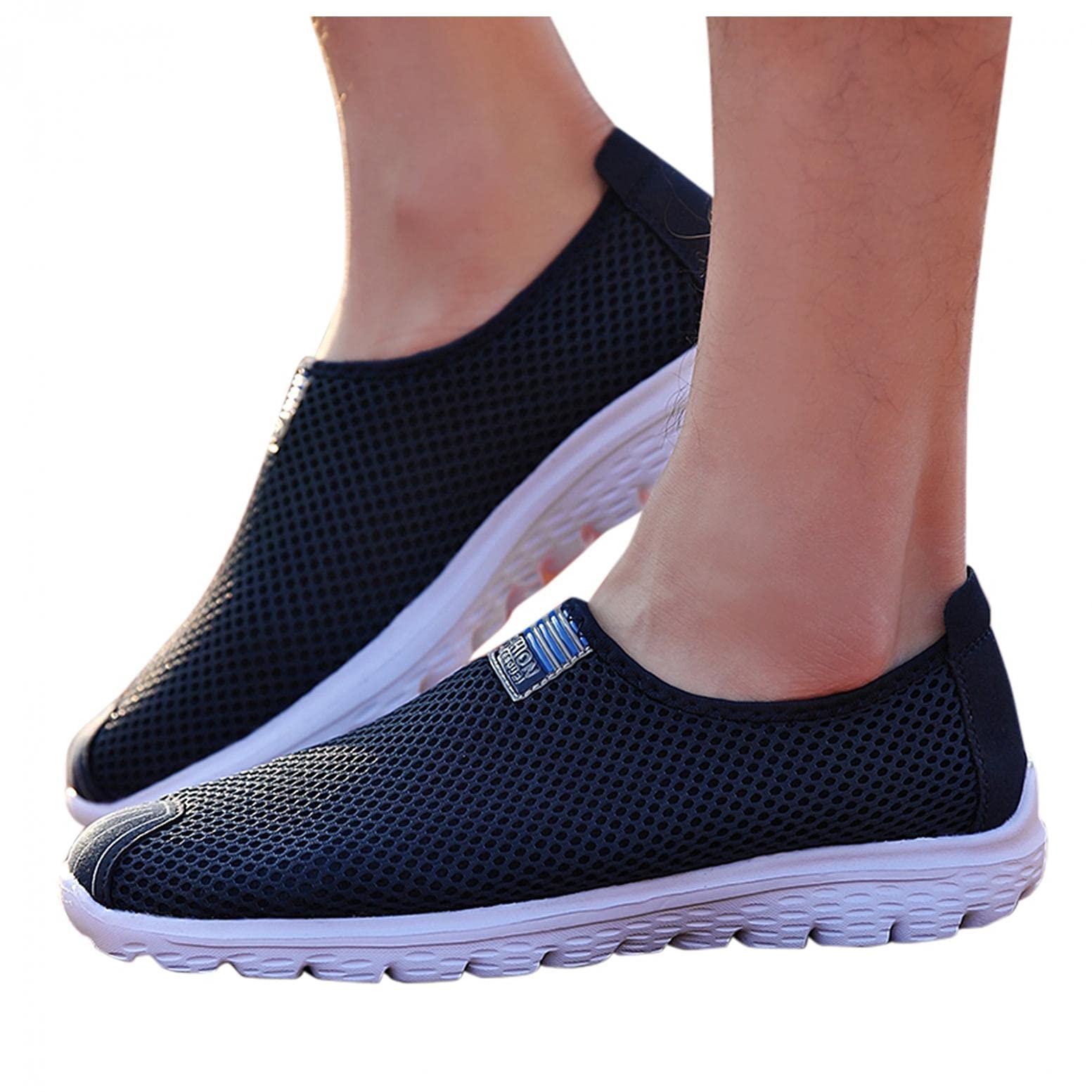 Hbeylia Unisex Slip-On Sneakers - Breathable Memory Foam Walking Running Tennis Shoes for Women & Men - Comfortable Mesh Skateboard Hiking Sport Shoes for Couples, Work, Nurses & Loafers - Perfect for Gym, Travel & Daily Wear