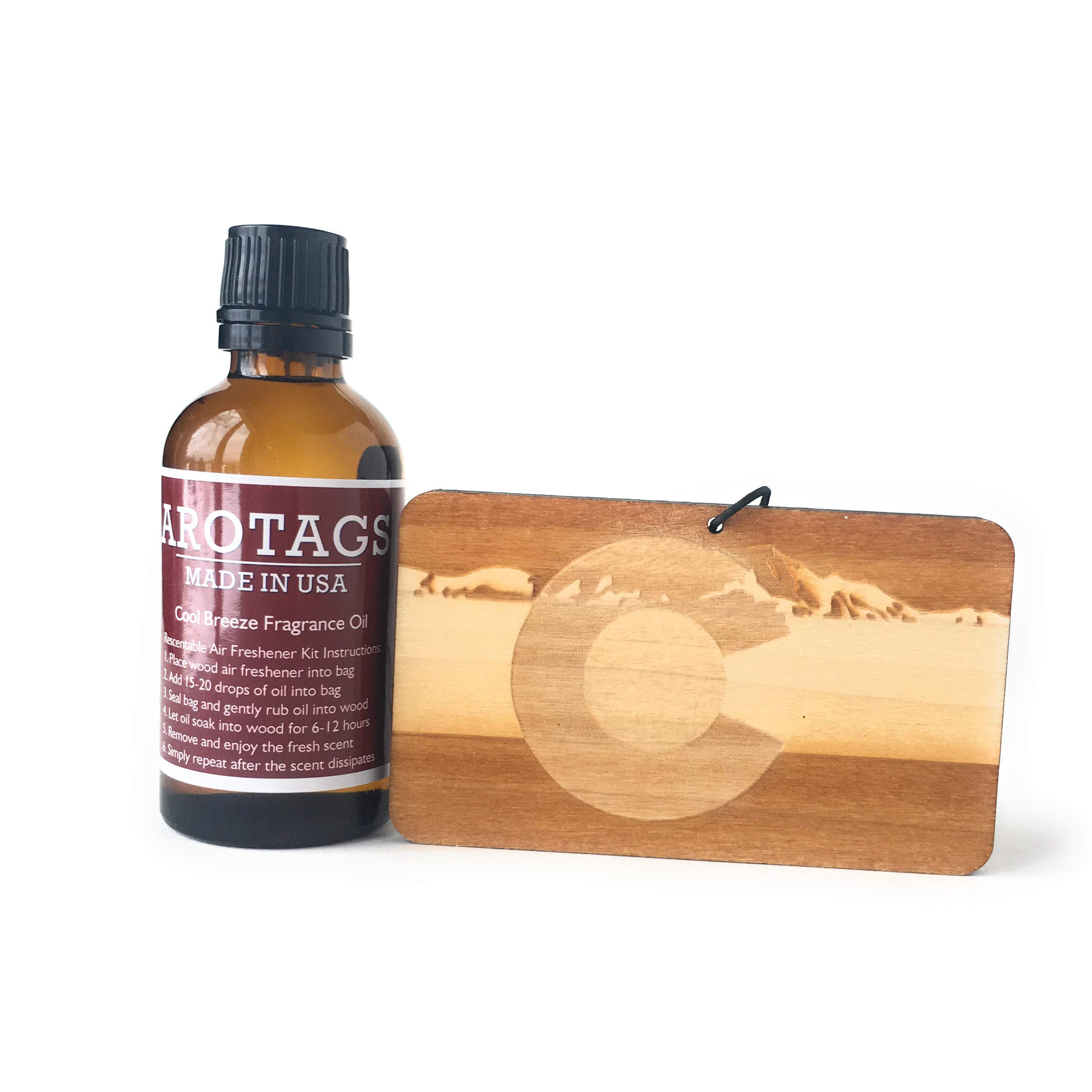 Colorado Wooden Car Air Freshener - Long Lasting Beach Scent (365+ Days) - Includes Hanging Mirror Diffuser & Fragrance Oil - 100% American Made - Perfect for Cars, Trucks, RVs & Home Décor