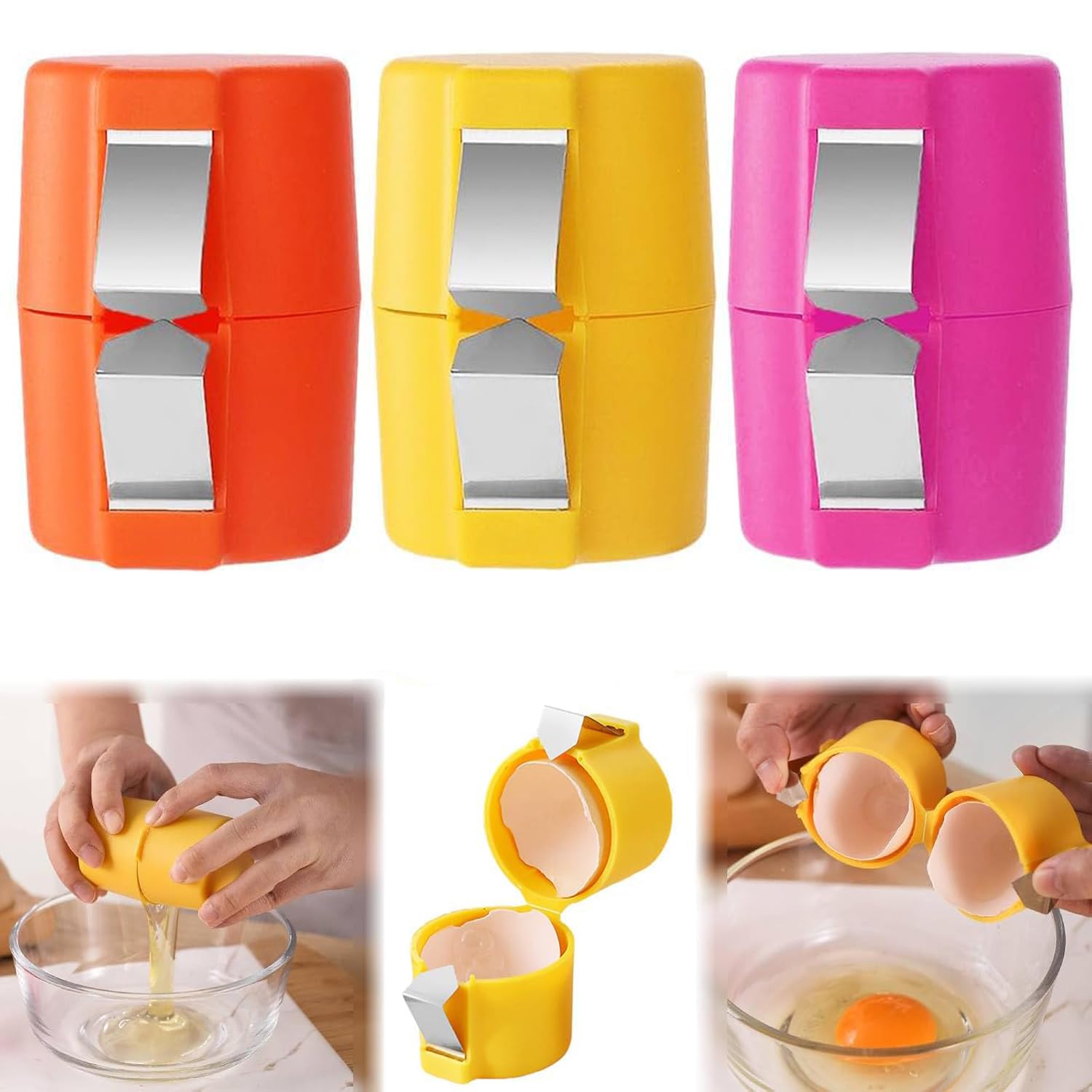 2024 New Egg Shell Opener & Peeler - Hard Boiled & Raw Egg Cutter, Cracker & Separator Tool (3PCS) - Perfect for Home Kitchen, Meal Prep & Camping