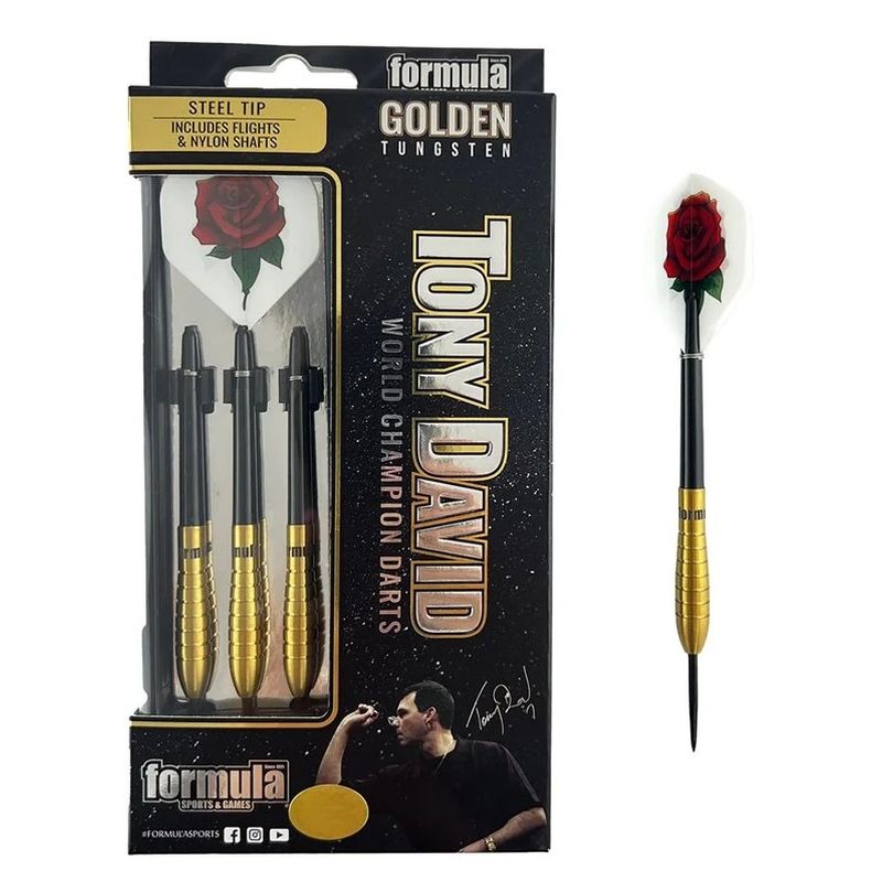 Tony David Golden 90% Tungsten Steel Darts Set - Professional Soft Tip Darts for Bars, Pubs & Home Game Rooms - Perfect for Dartboard Practice & League Play
