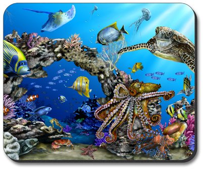 Art Plates Reef Life Mouse Pad - Non-Slip Gaming & Office Desk Mat with Vibrant Ocean Design - Perfect for PC, Laptop & Computer Workstations