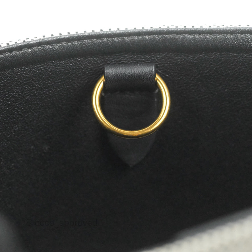 Celine Small Sangle Bucket Bag in Black & Grey Textile with Gold Hardware - Perfect for Work, Travel & Everyday Luxury