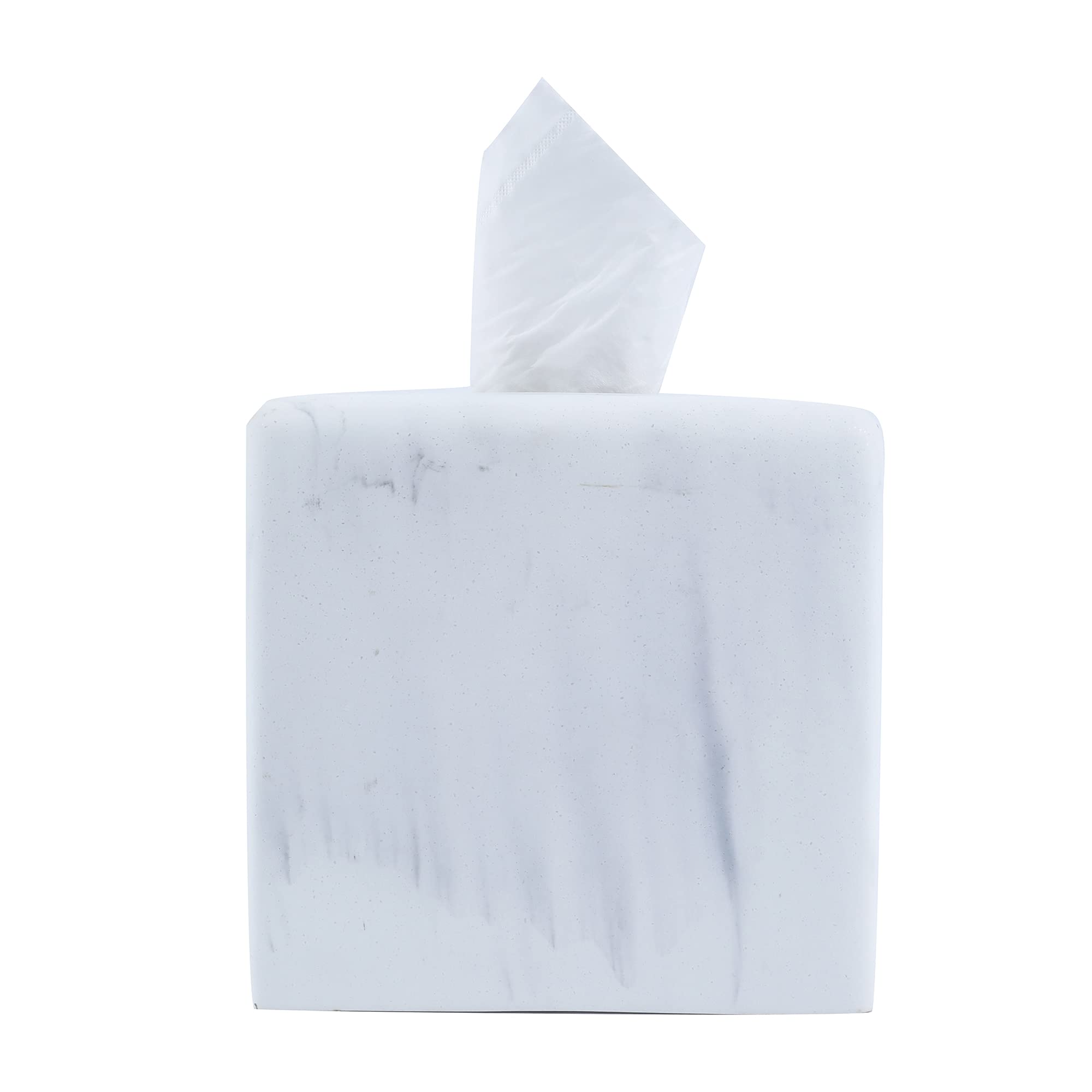 Hymmah Modern Square Tissue Box Cover Holder - Elegant Bathroom Vanity Decor, Unique Design for Countertops, Bedroom & Living Room - Perfect for Home, Office & Hotel Decorations