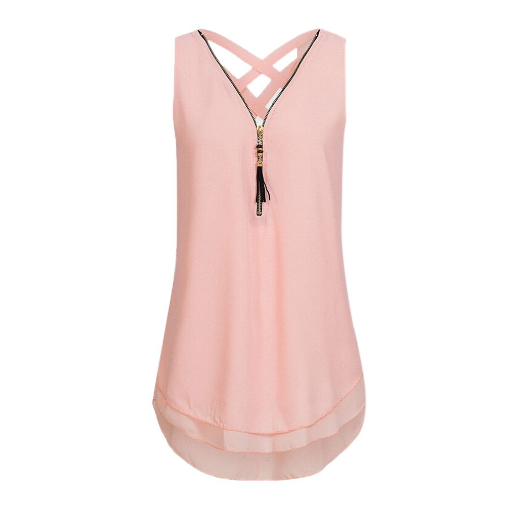2 Pack Women's White Loose Sleeveless Tank Tops - Cross Back Design with Layered Hem & V-Neck Zipper Detail | Casual Summer Wear, Beach Cover Up, Layering Essential