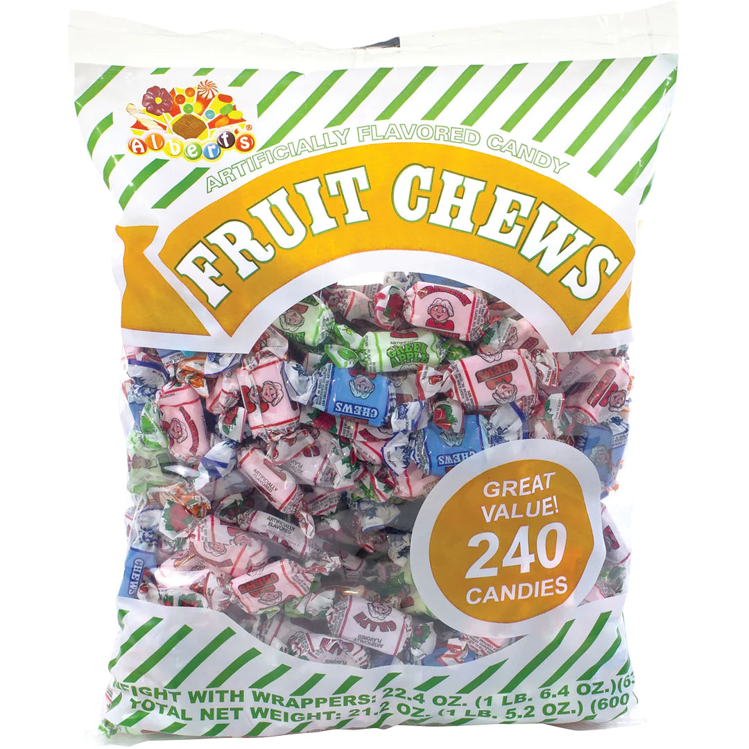Delicious Assorted Fruit Chews Candy - Sweet & Tangy Soft Chewy Treats - Perfect for Parties, Movie Nights & Lunchbox Snacks