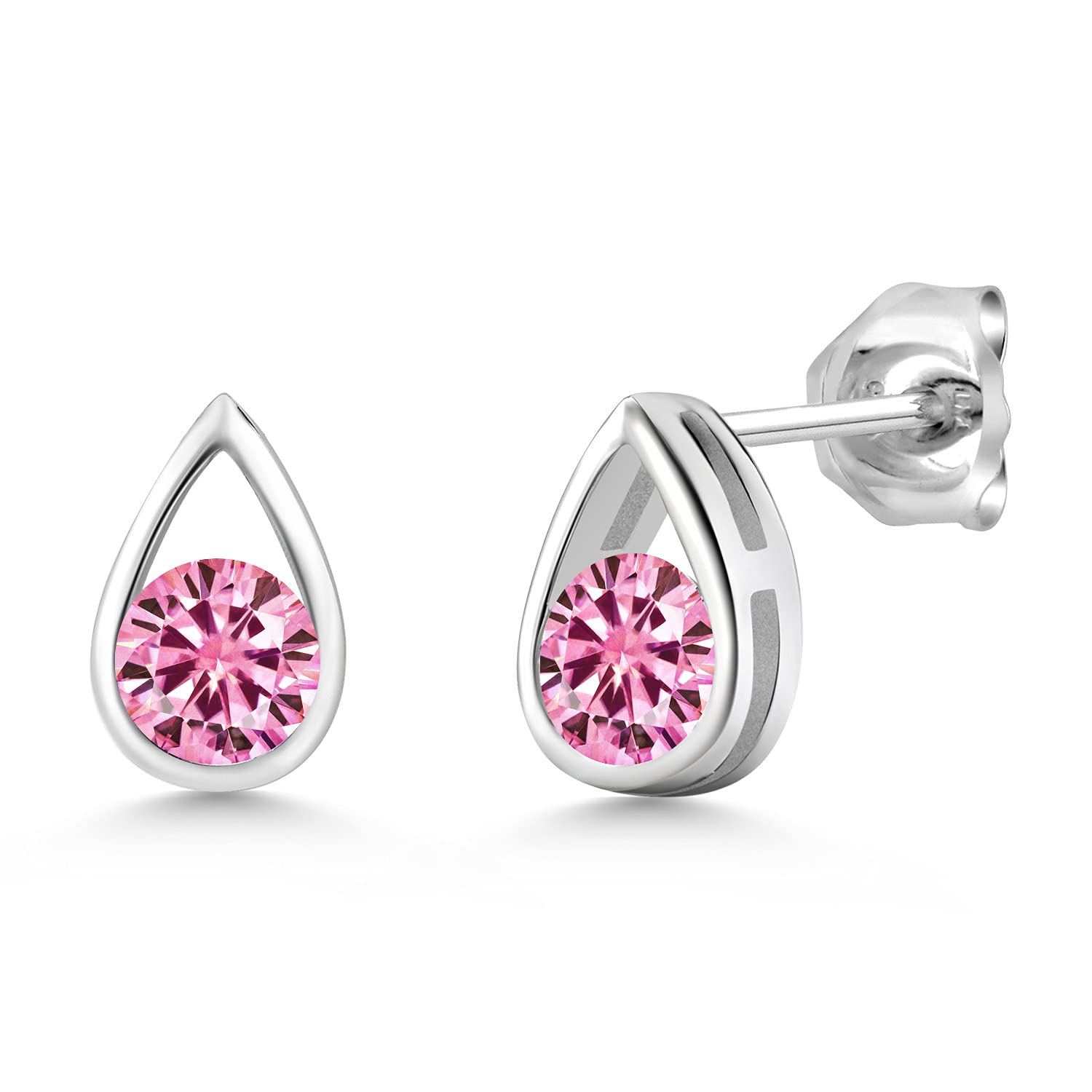Gem Stone King Teardrop Stud Earrings for Women & Men - 925 Sterling Silver 5mm Round Gemstone Birthstone Jewelry - Perfect Gift for Her, Mom, Wife - Ideal for Weddings, Anniversaries & Everyday Wear