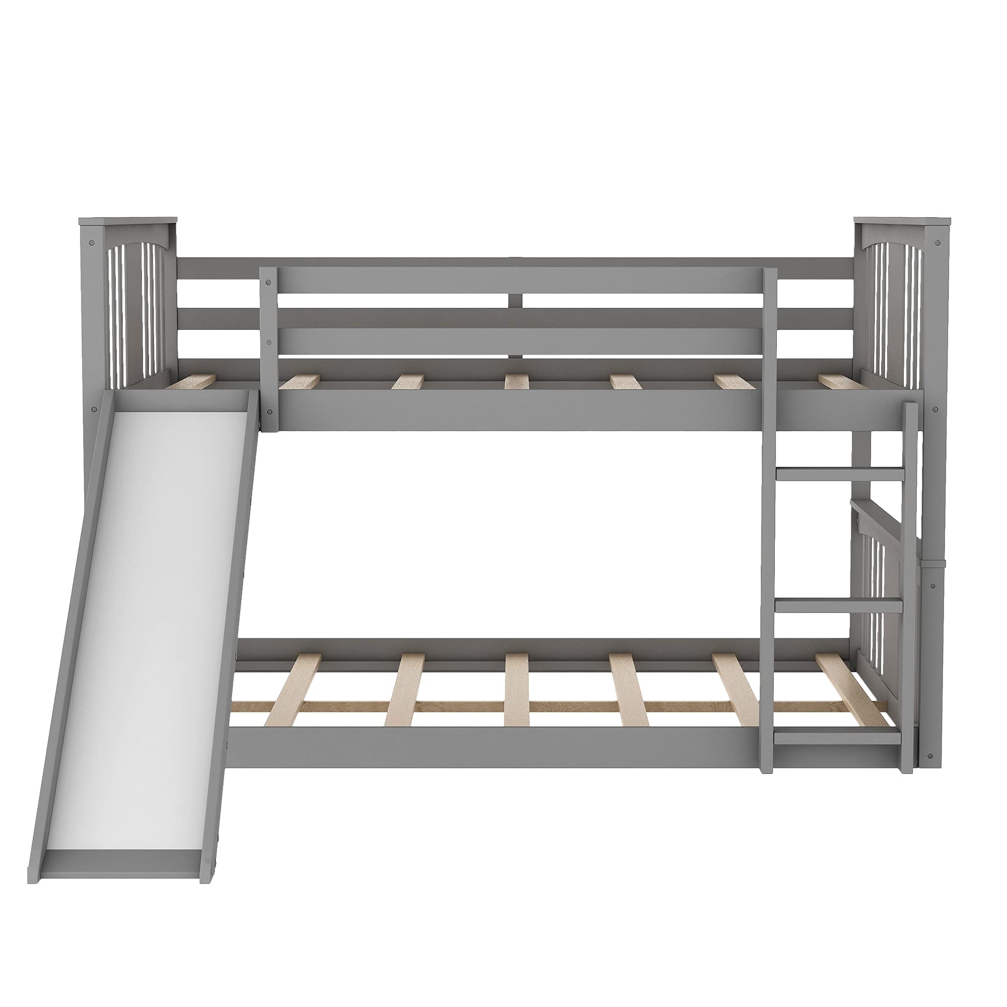 Full Over Full Bunk Bed with Slide and Ladder - Space-Saving Bunk Bed for Kids, Teens & Adults | No Box Spring Needed | Perfect for Small Bedrooms, Guest Rooms & Vacation Homes
